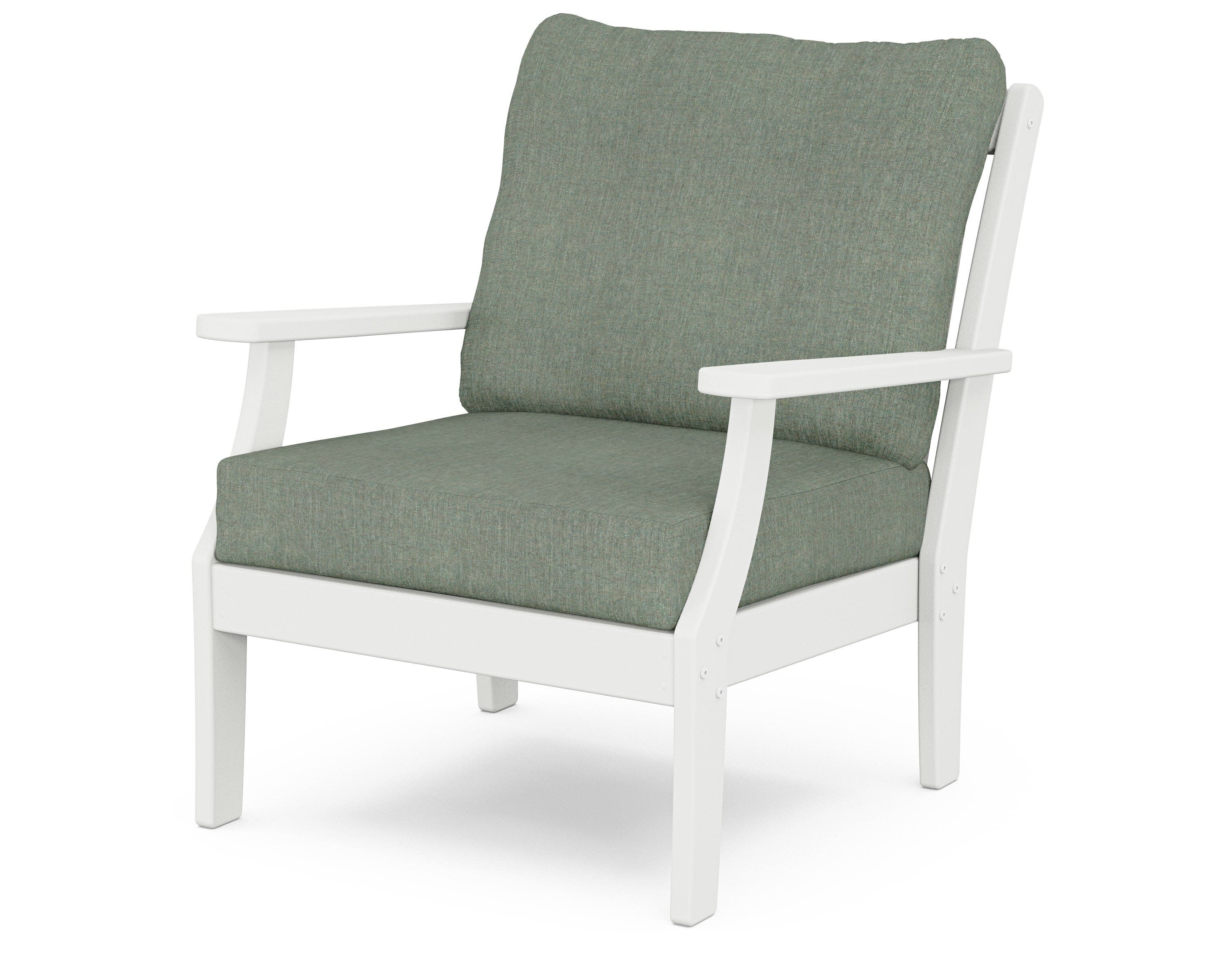 Yacht Club Deep Seating Chair in Classic White / Cast Sage