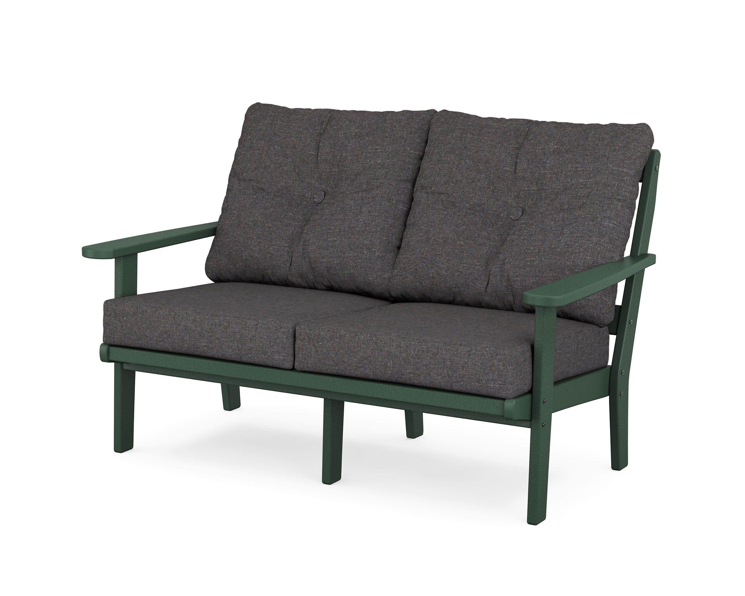 Cape Cod Deep Seating Loveseat in Rainforest Canopy / Ash Charcoal