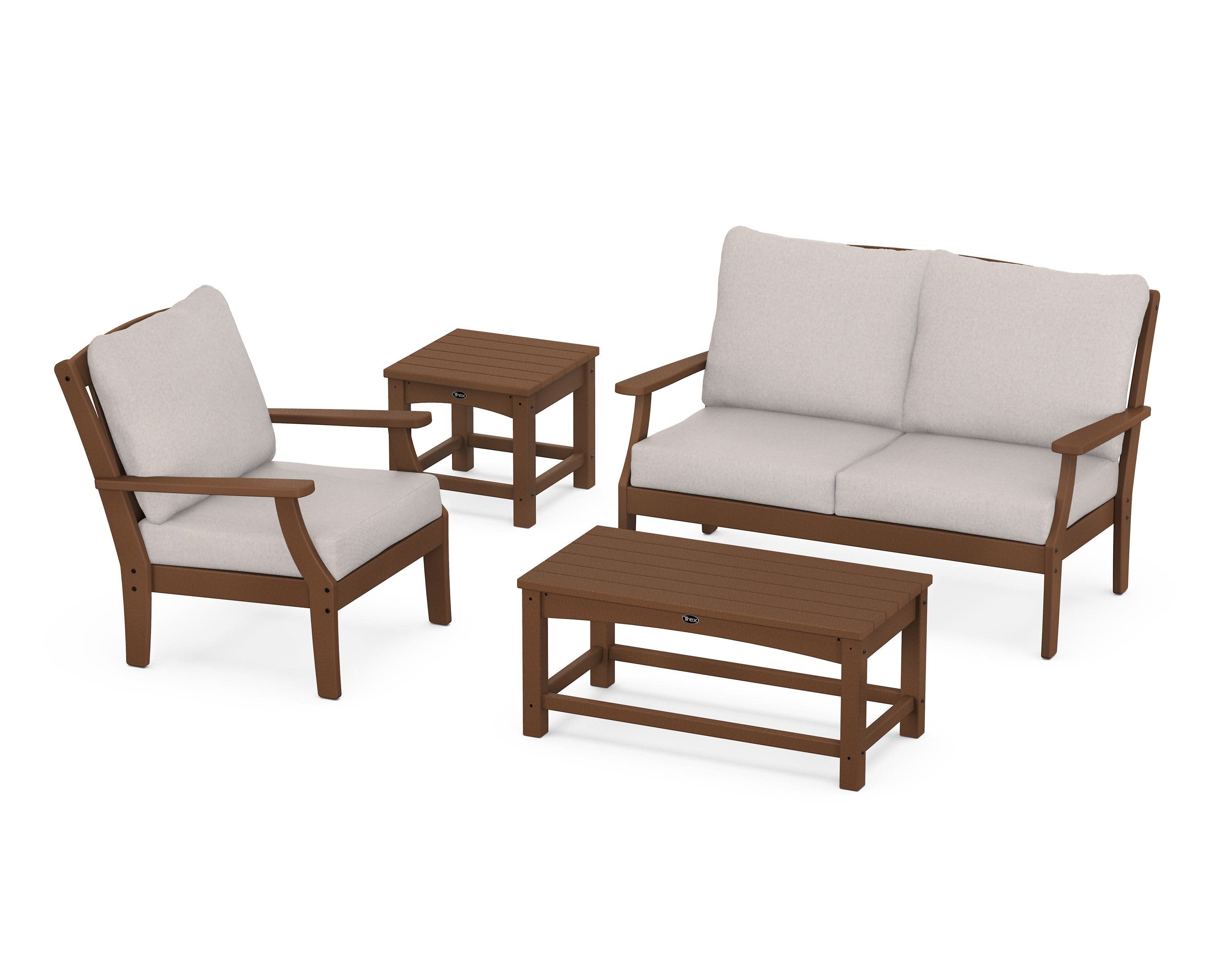 Yacht Club 4-Piece Deep Seating Set in Tree House / Dune Burlap