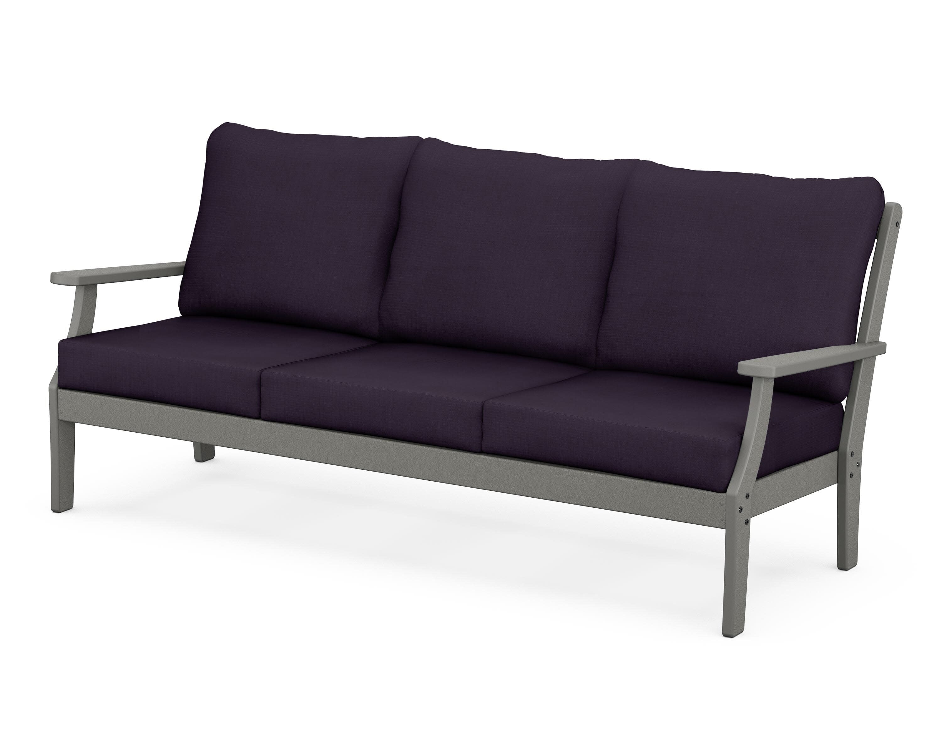 Yacht Club Deep Seating Sofa in Stepping Stone / Navy Linen