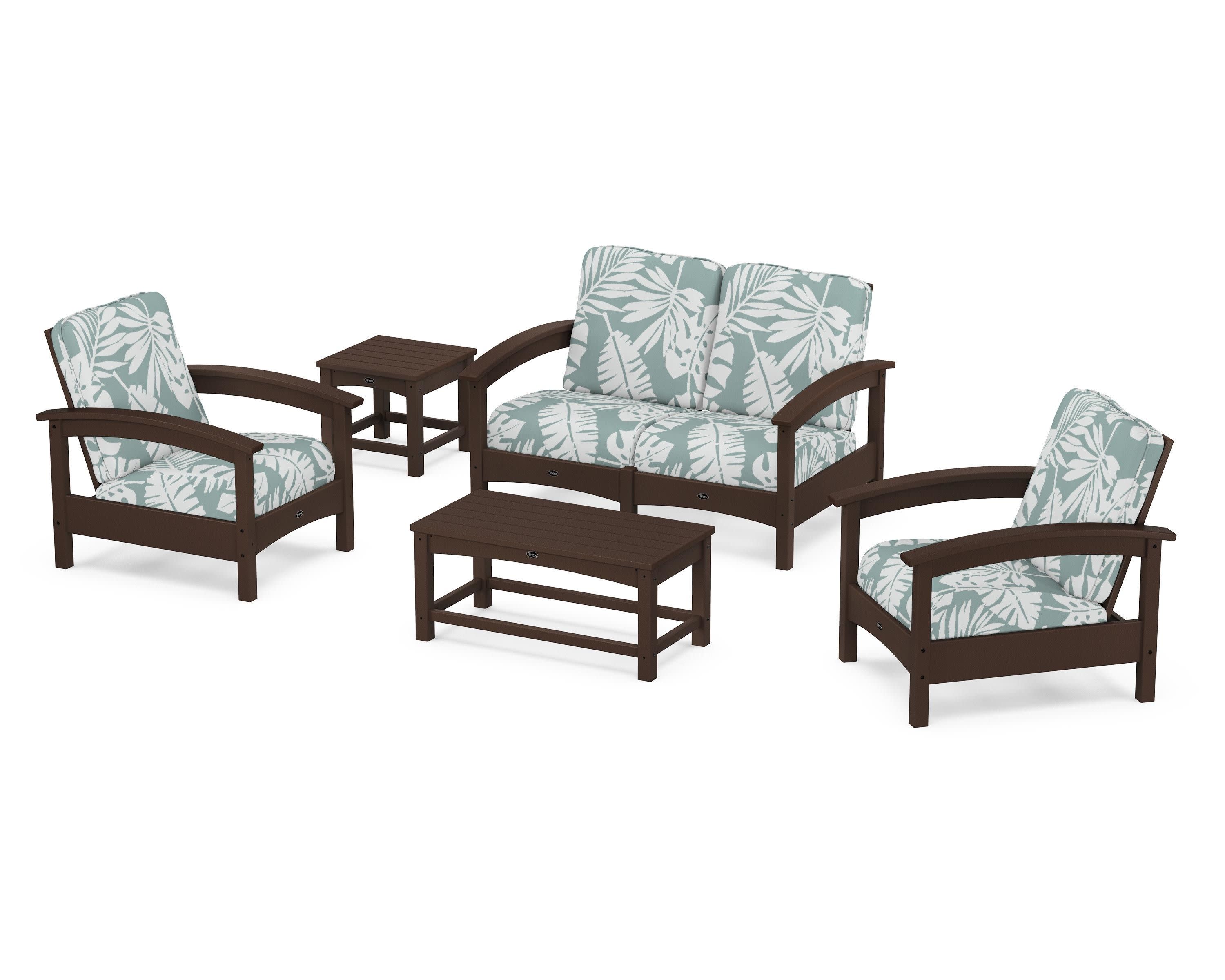 Rockport Club 6-Piece Deep Seating Conversation Set in Vintage Lantern / Leaf Glacier Spa