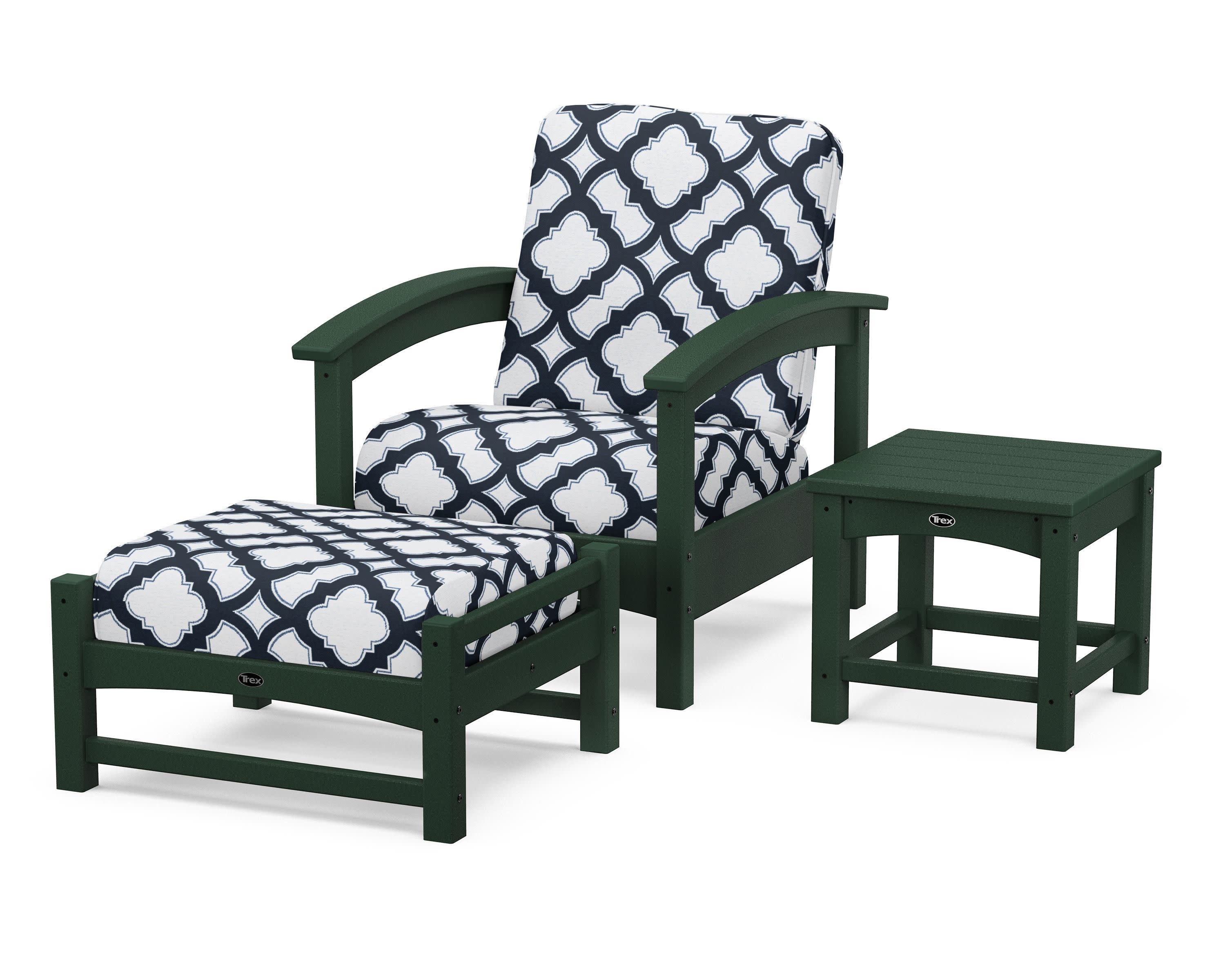 Rockport 3-Piece Deep Seating Set in Rainforest Canopy / Trellis Marine Indigo