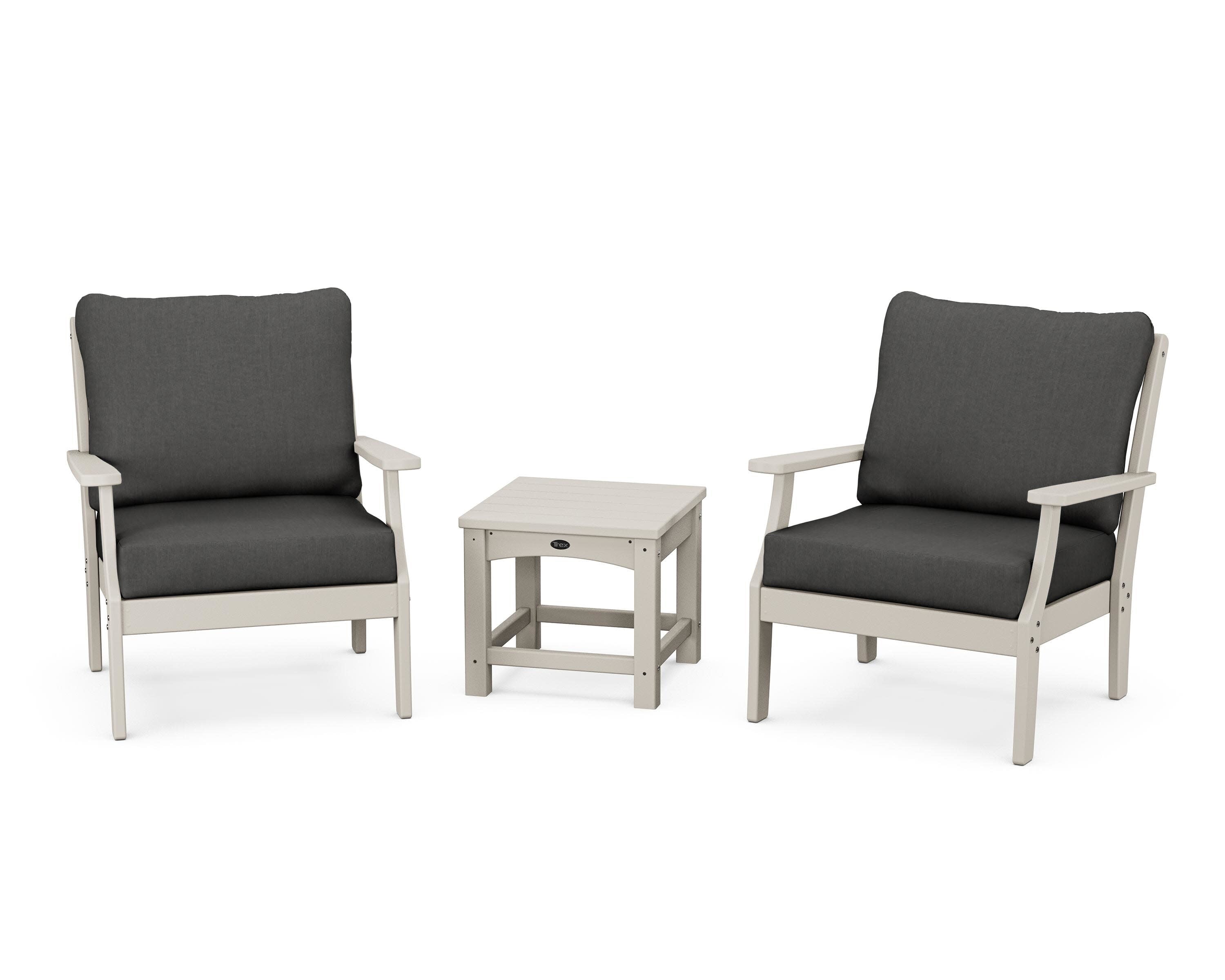 Yacht Club 3-Piece Deep Seating Set in Sand Castle / Spectrum Carbon