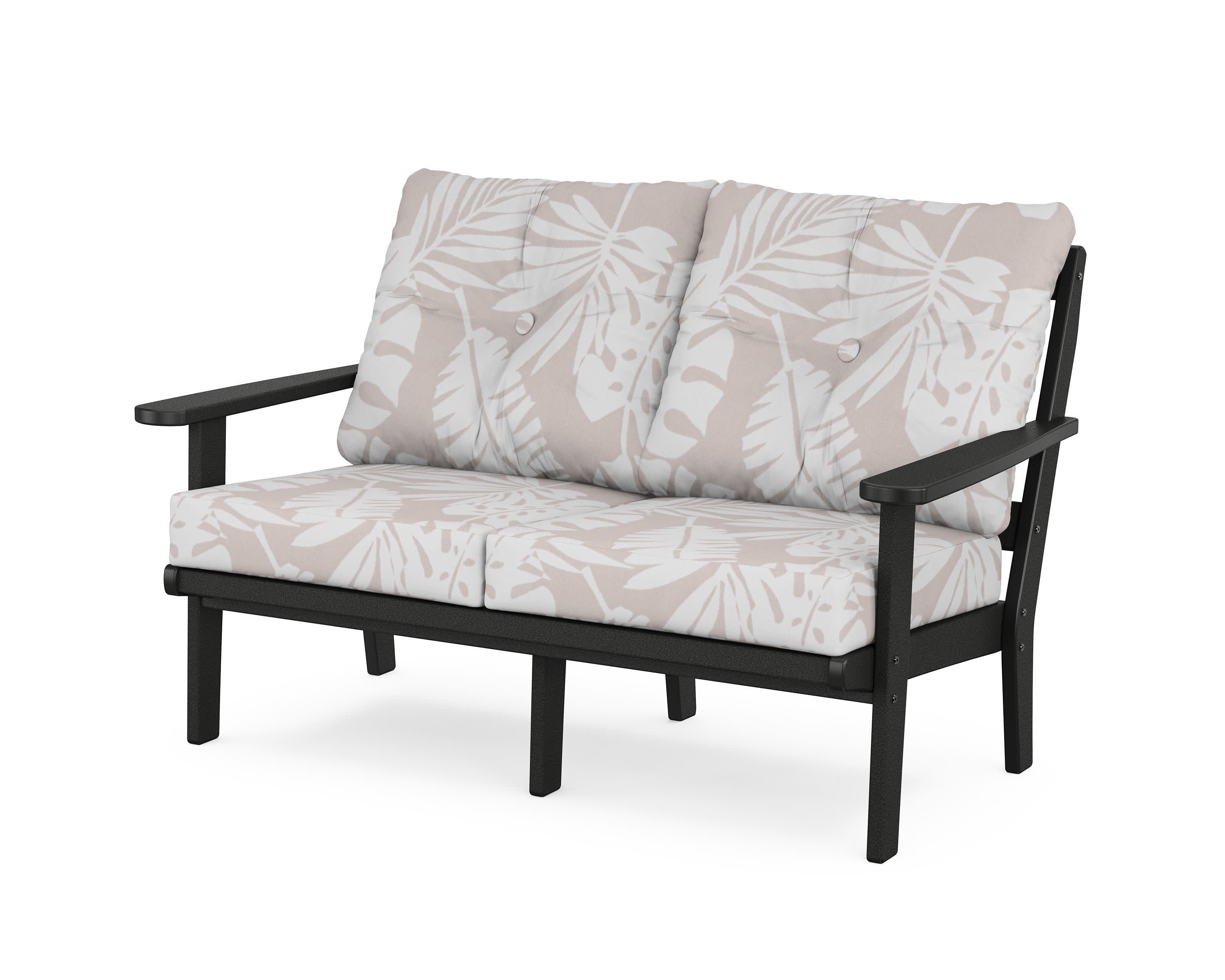 Cape Cod Deep Seating Loveseat in Charcoal Black / Leaf Dune Burlap