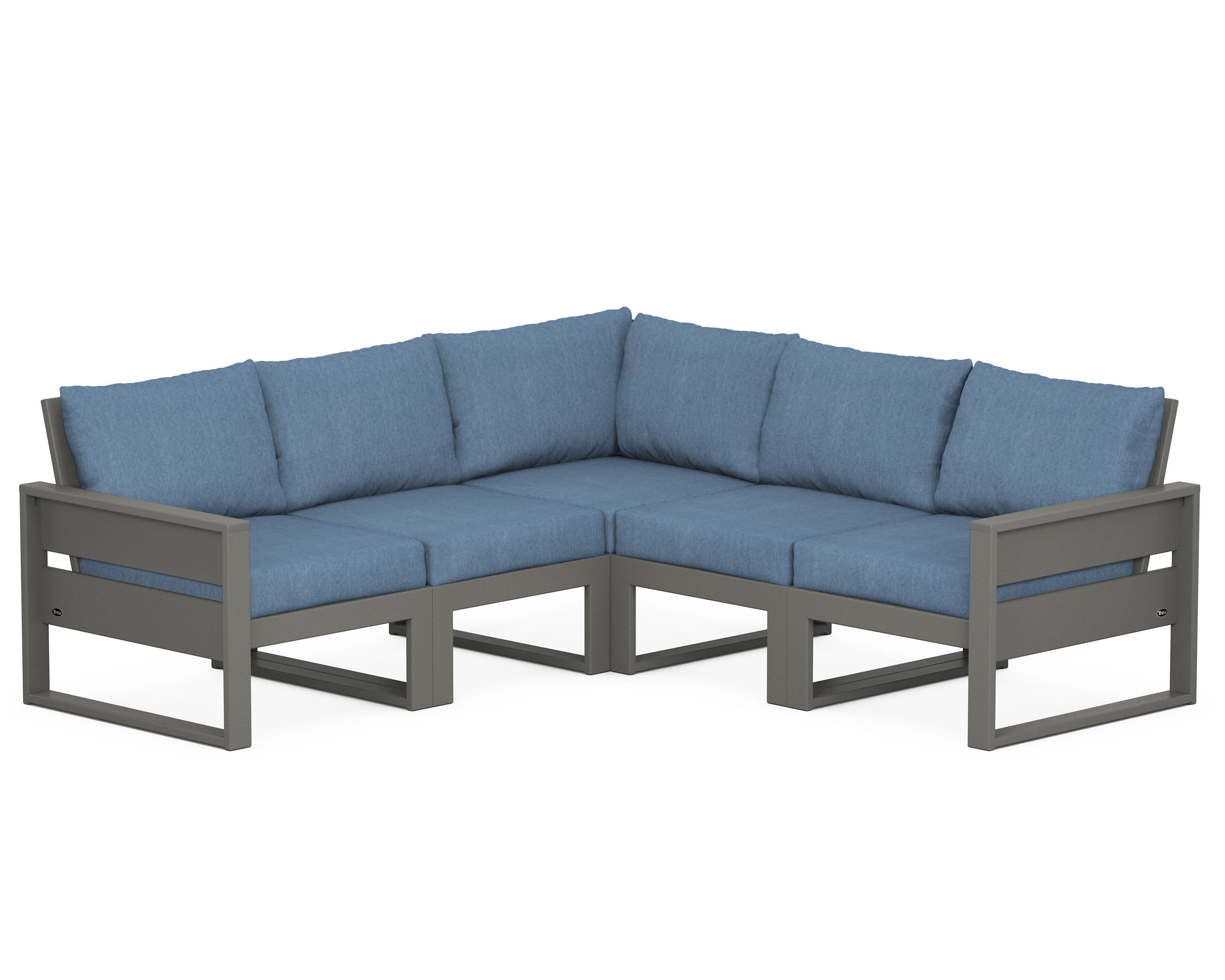 Eastport 5-Piece Sectional in Stepping Stone / Sky Blue