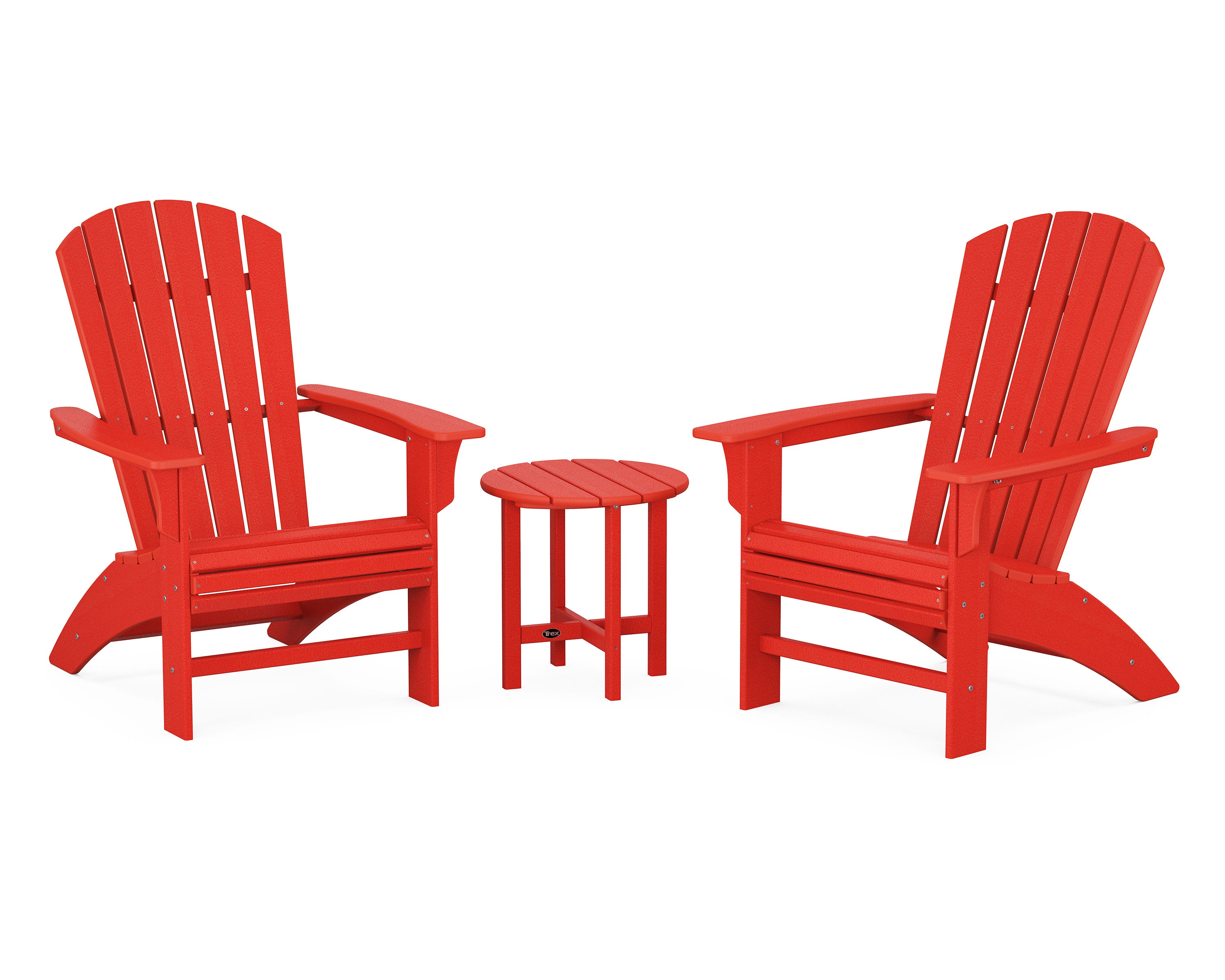 Yacht Club 3-Piece Curveback Adirondack Set in Sunset Red