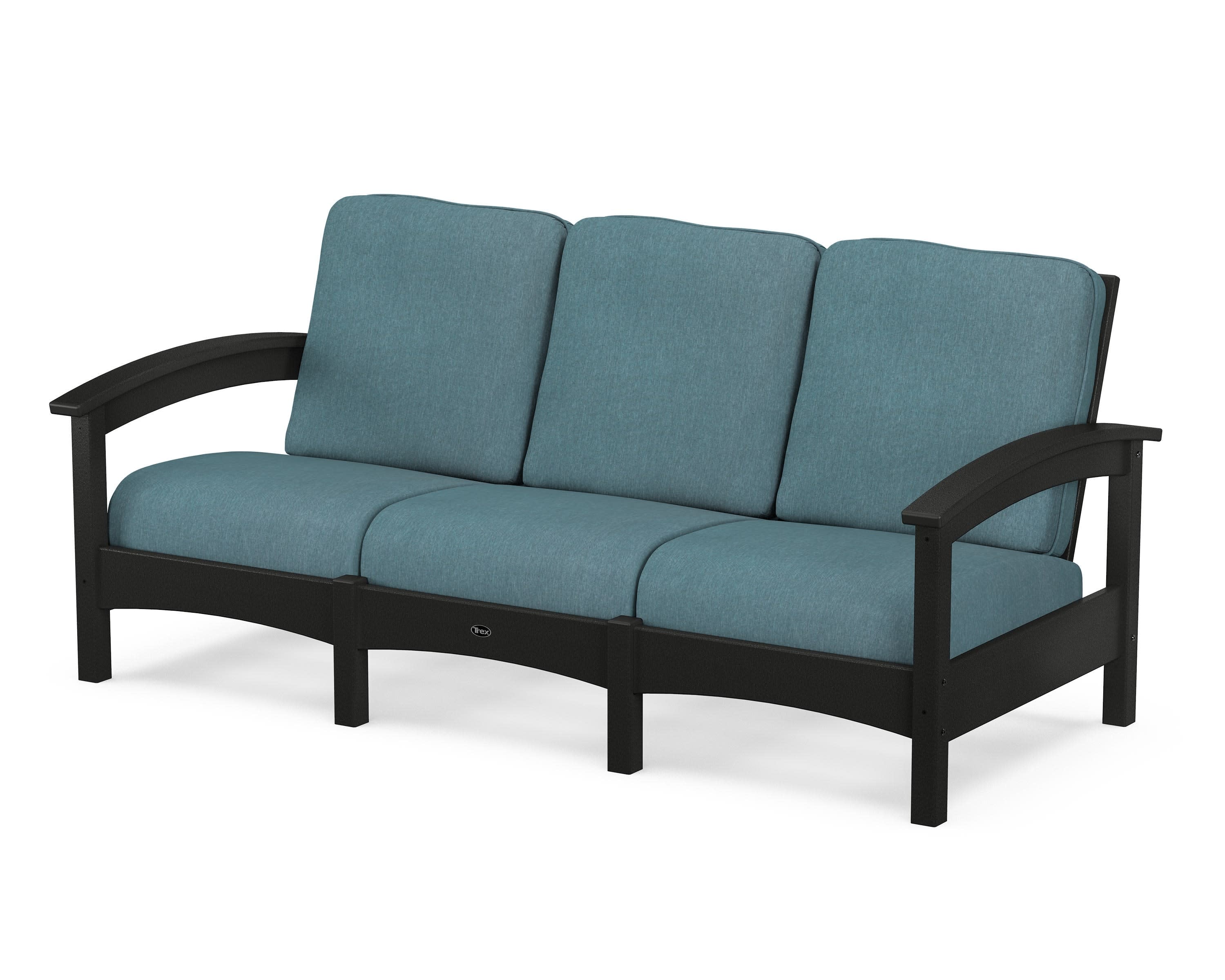 Rockport Club Sofa in Charcoal Black / Ocean Teal