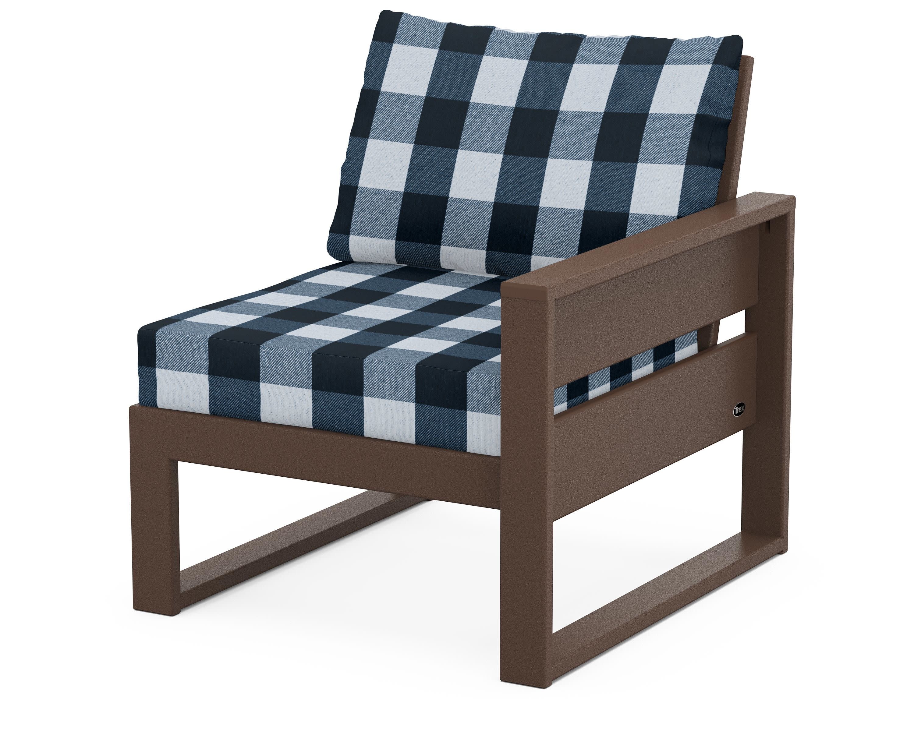 Eastport Modular Right Arm Chair in Vintage Lantern / Buffalo Plaid Marine Indigo