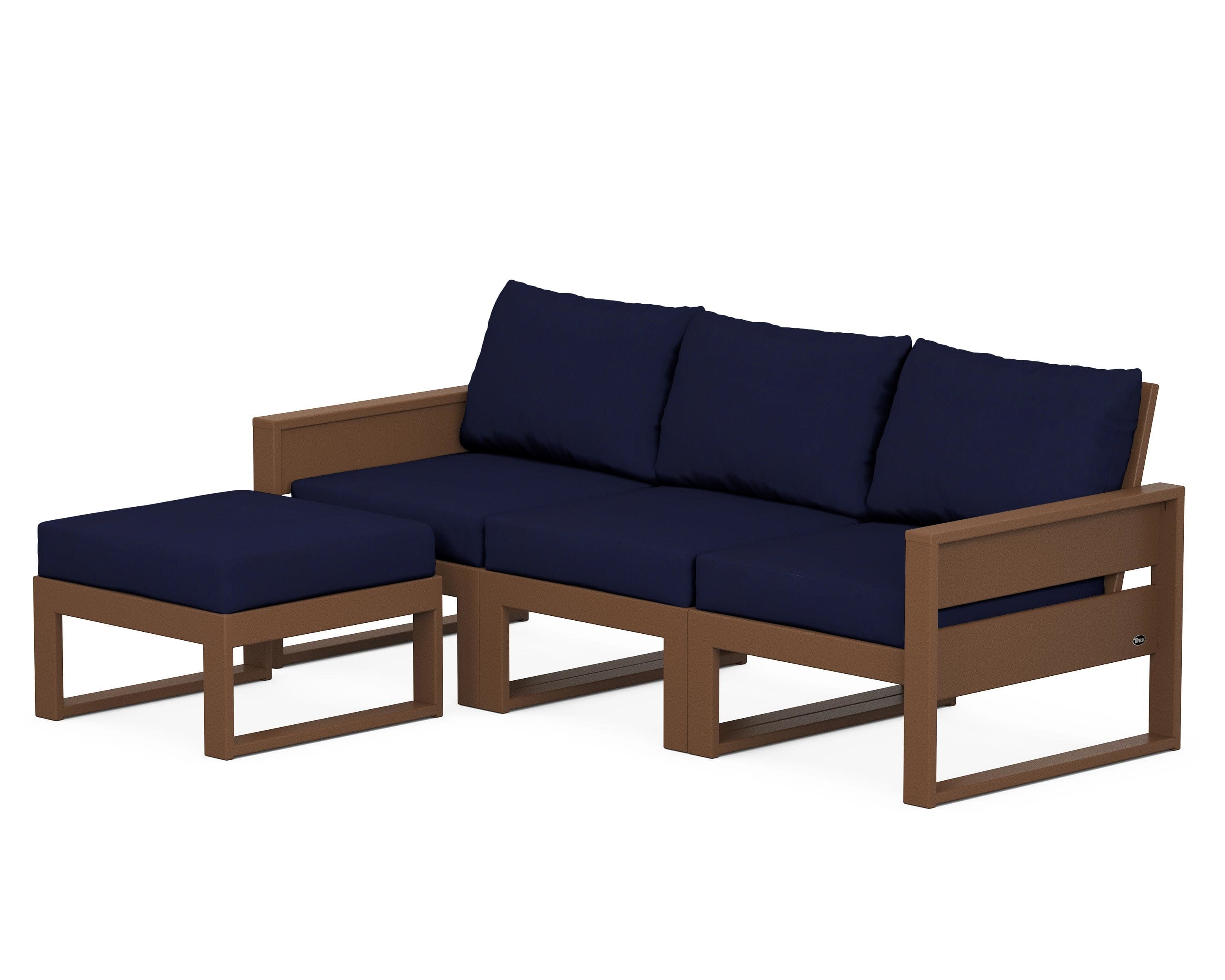 Eastport 4- Piece Sectional with Ottoman in Tree House / Navy