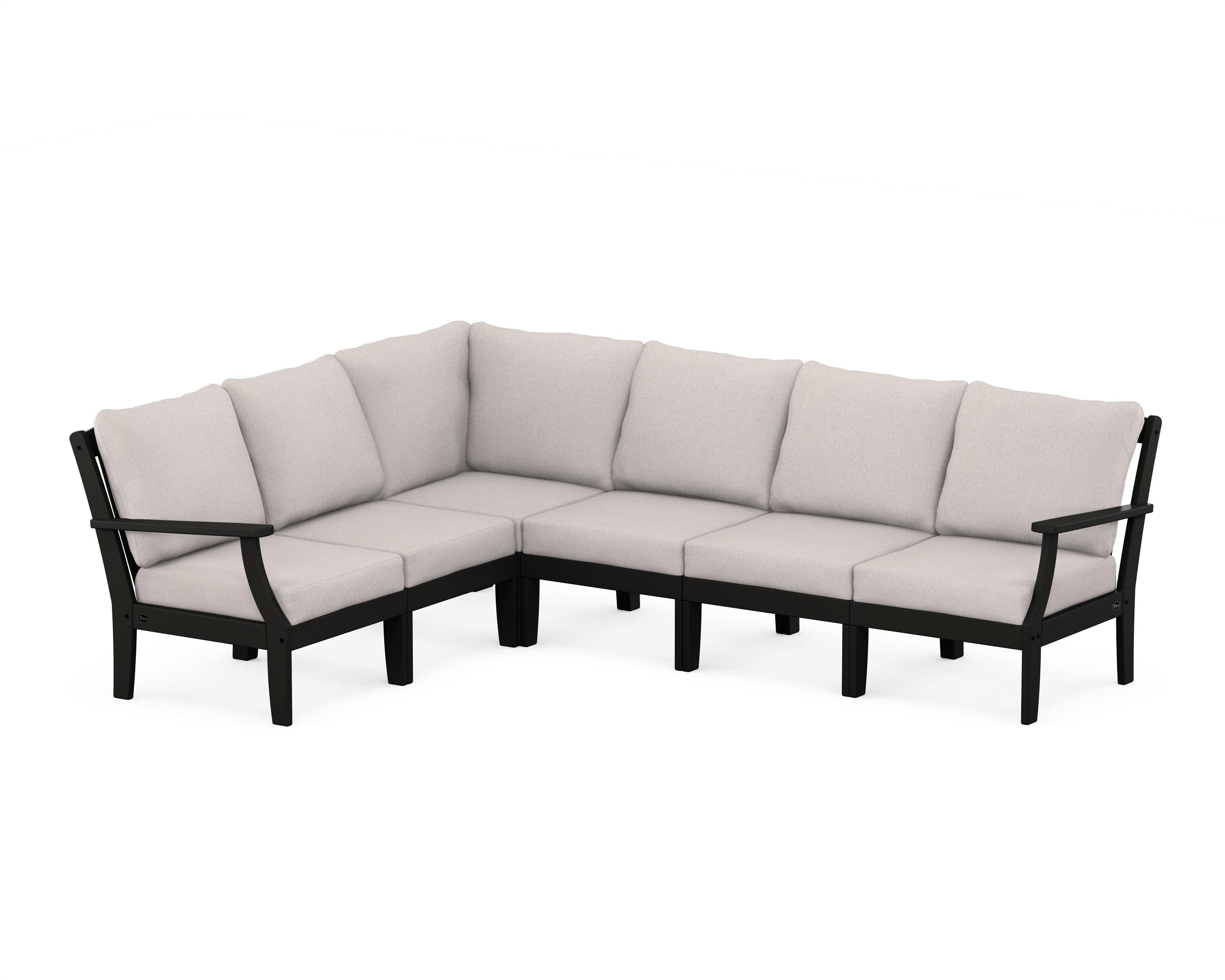 Yacht Club Modular 6-Piece Deep Seating Set in Charcoal Black / Dune Burlap