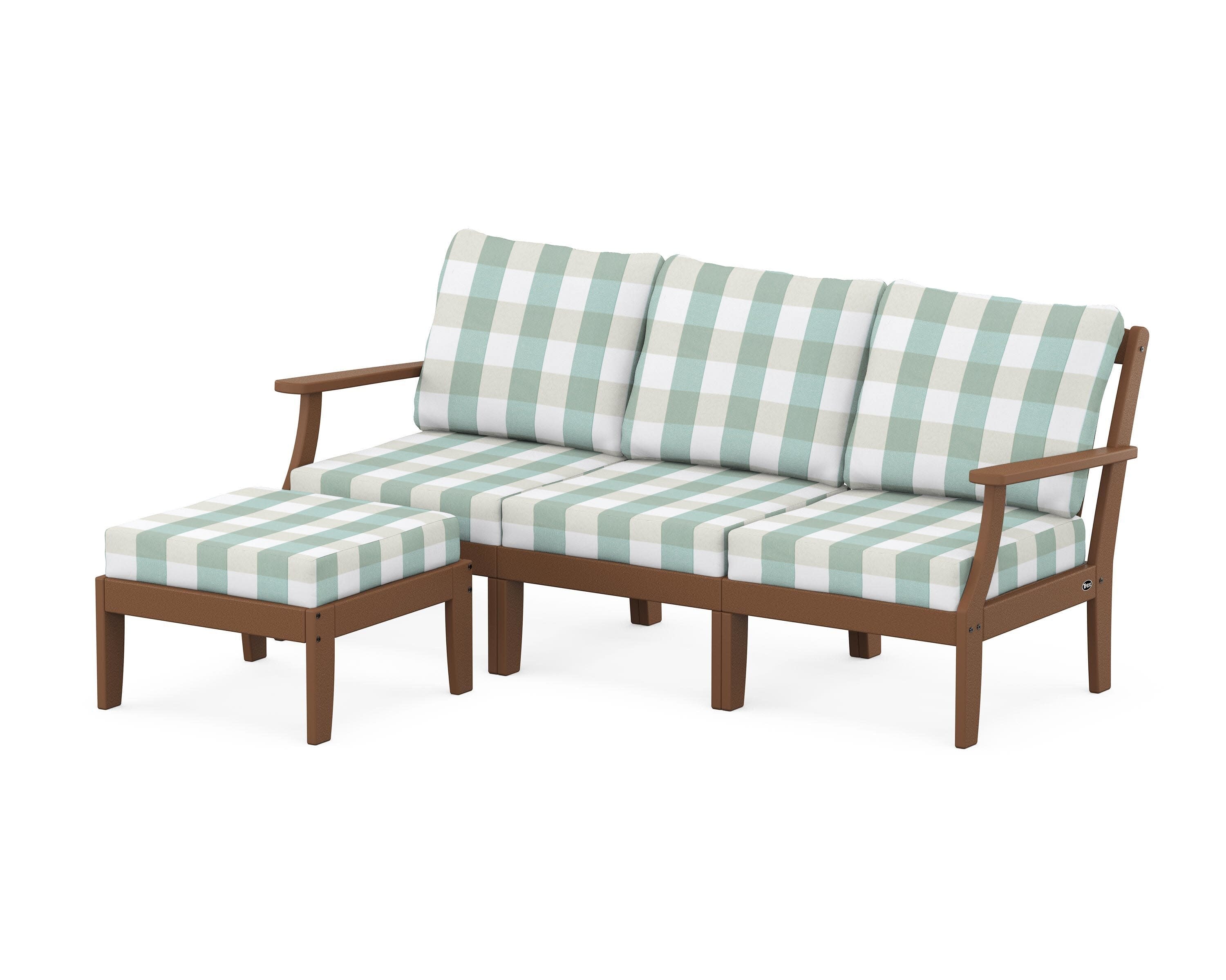 Yacht Club Modular 4-Piece Deep Seating Set with Ottoman in Tree House / Buffalo Plaid Glacier Spa
