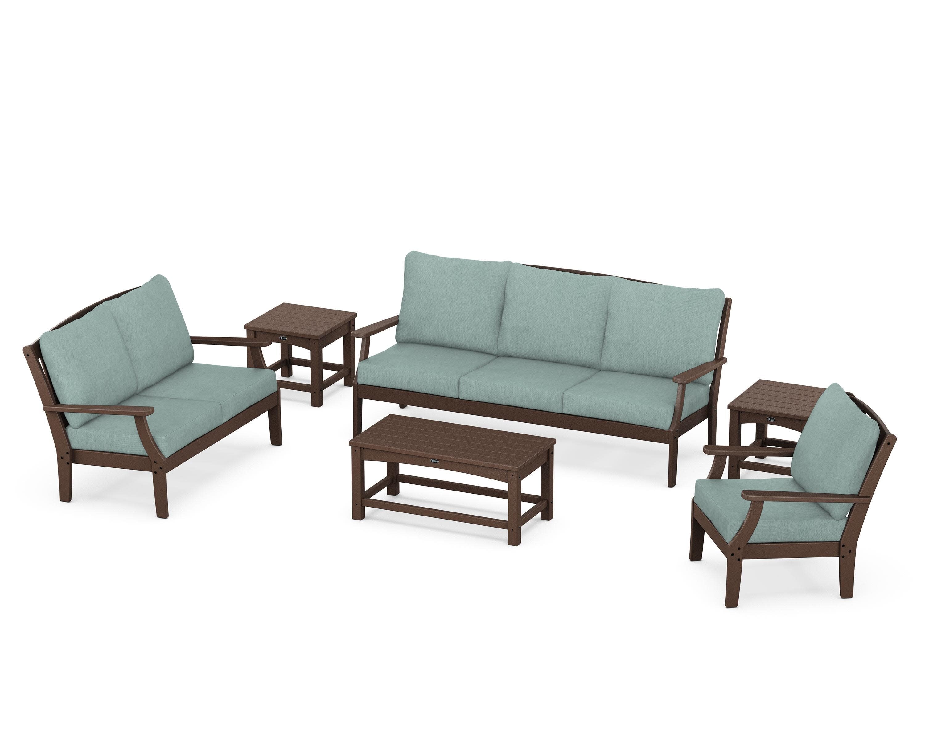 Yacht Club 6-Piece Deep Seating Set in Vintage Lantern / Glacier Spa