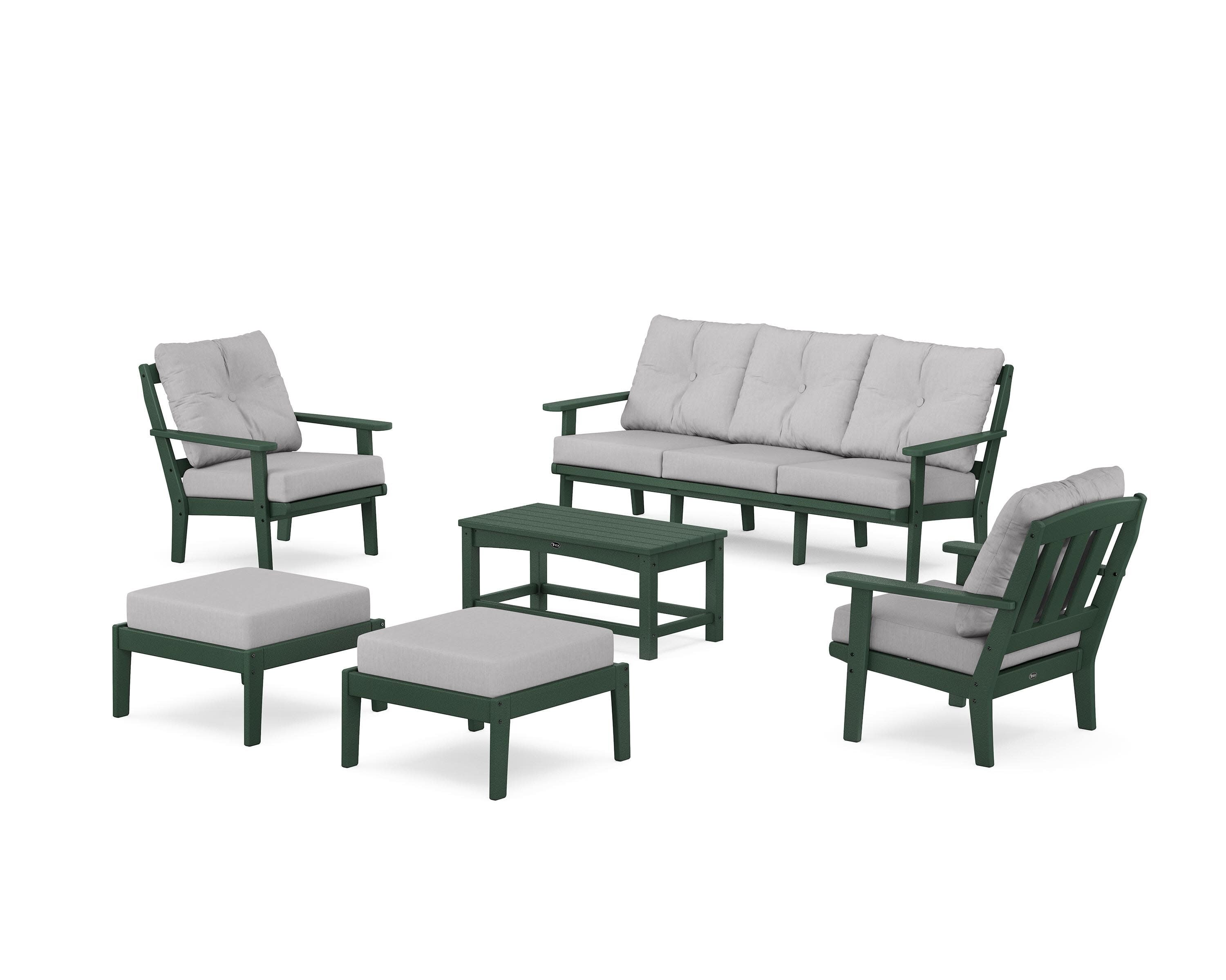 Cape Cod 6-Piece Lounge Sofa Set in Rainforest Canopy / Granite