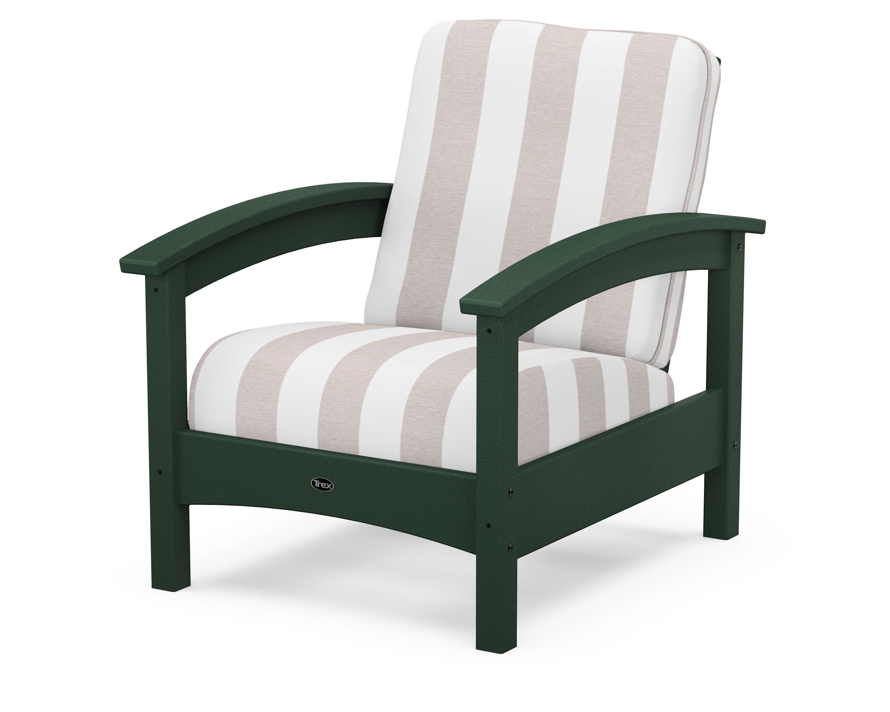Rockport Club Chair in Rainforest Canopy / Cabana Stripe Dune Burlap