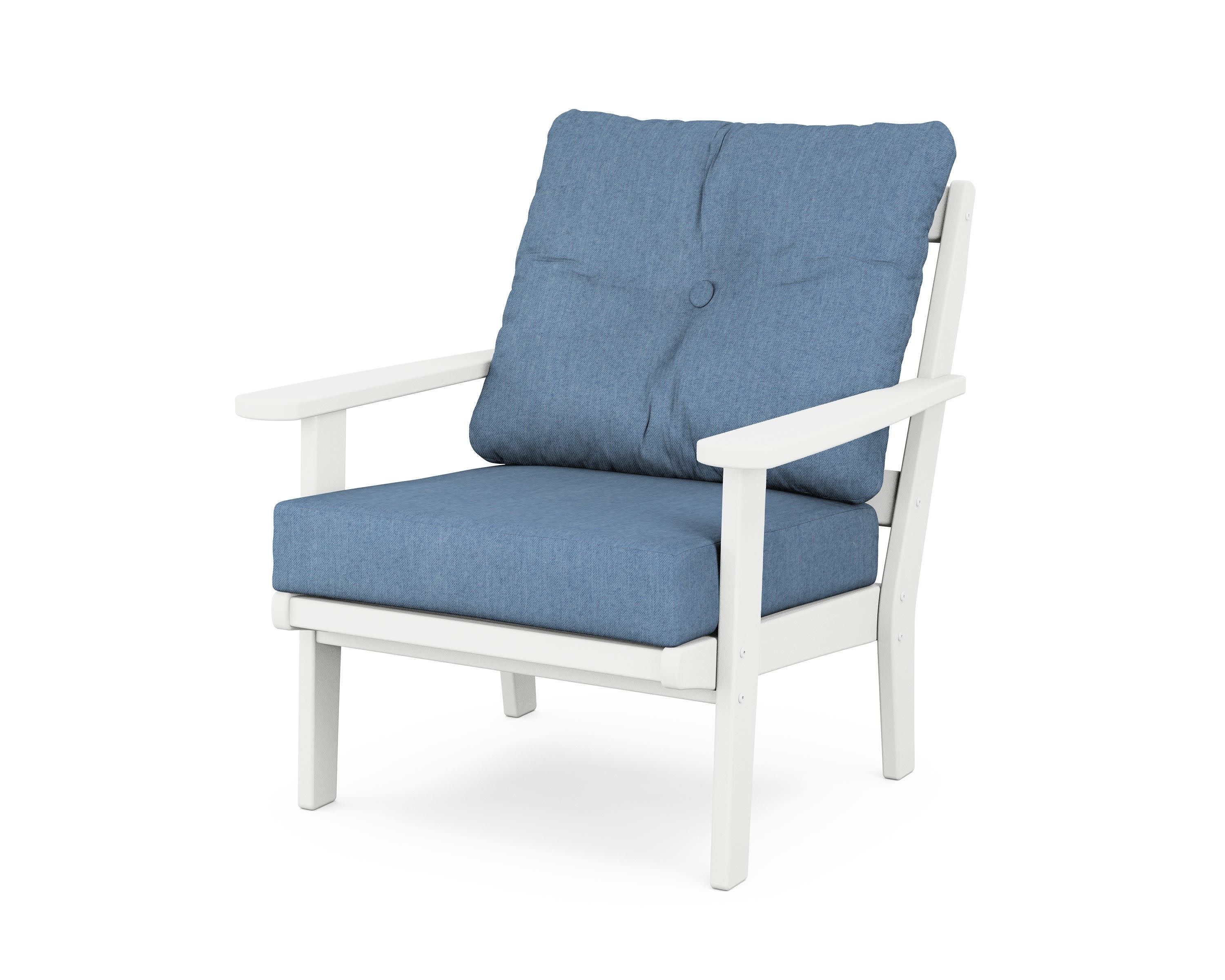 Cape Cod Deep Seating Chair in Classic White / Sky Blue