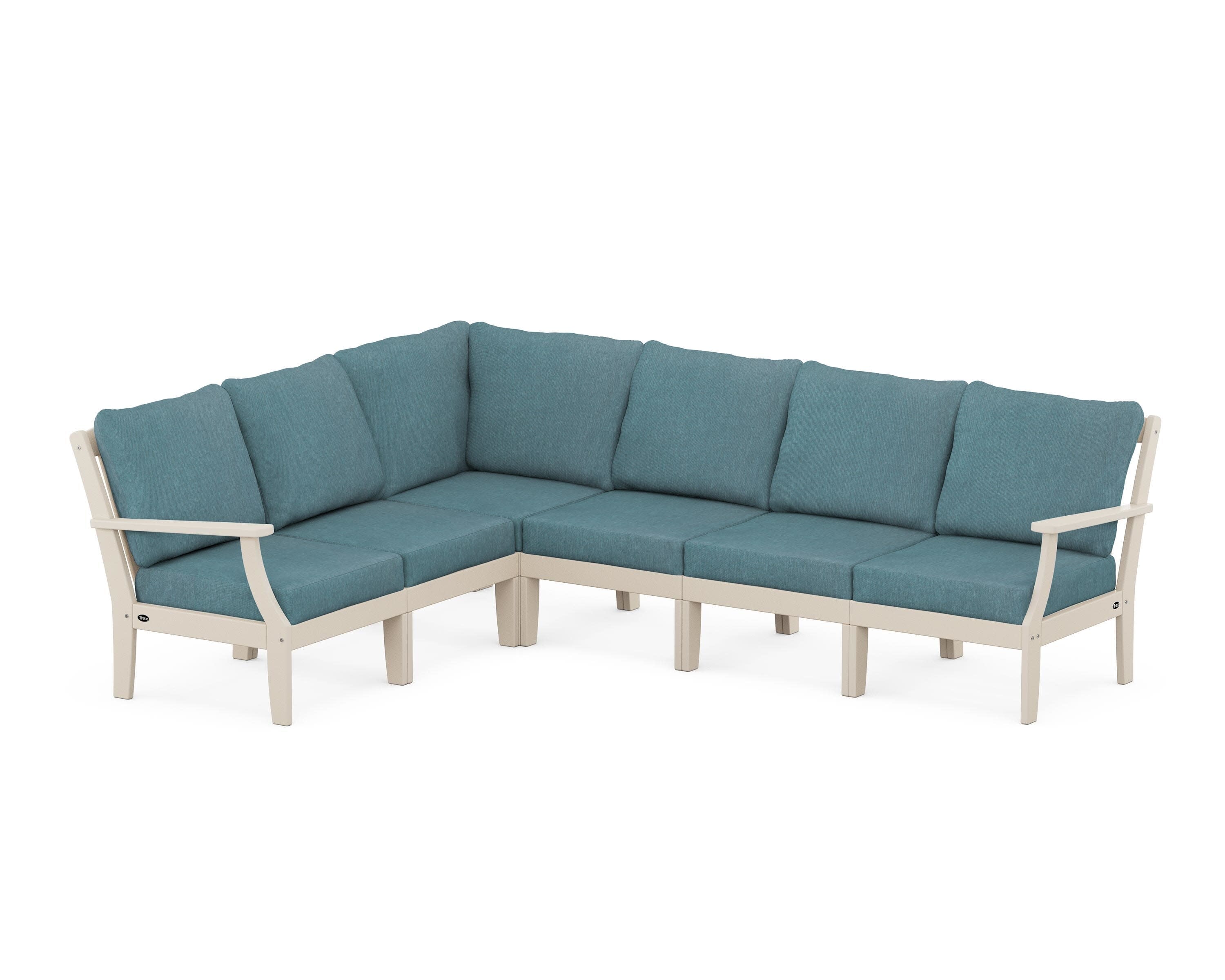 Yacht Club Modular 6-Piece Deep Seating Set in Sand Castle / Ocean Teal