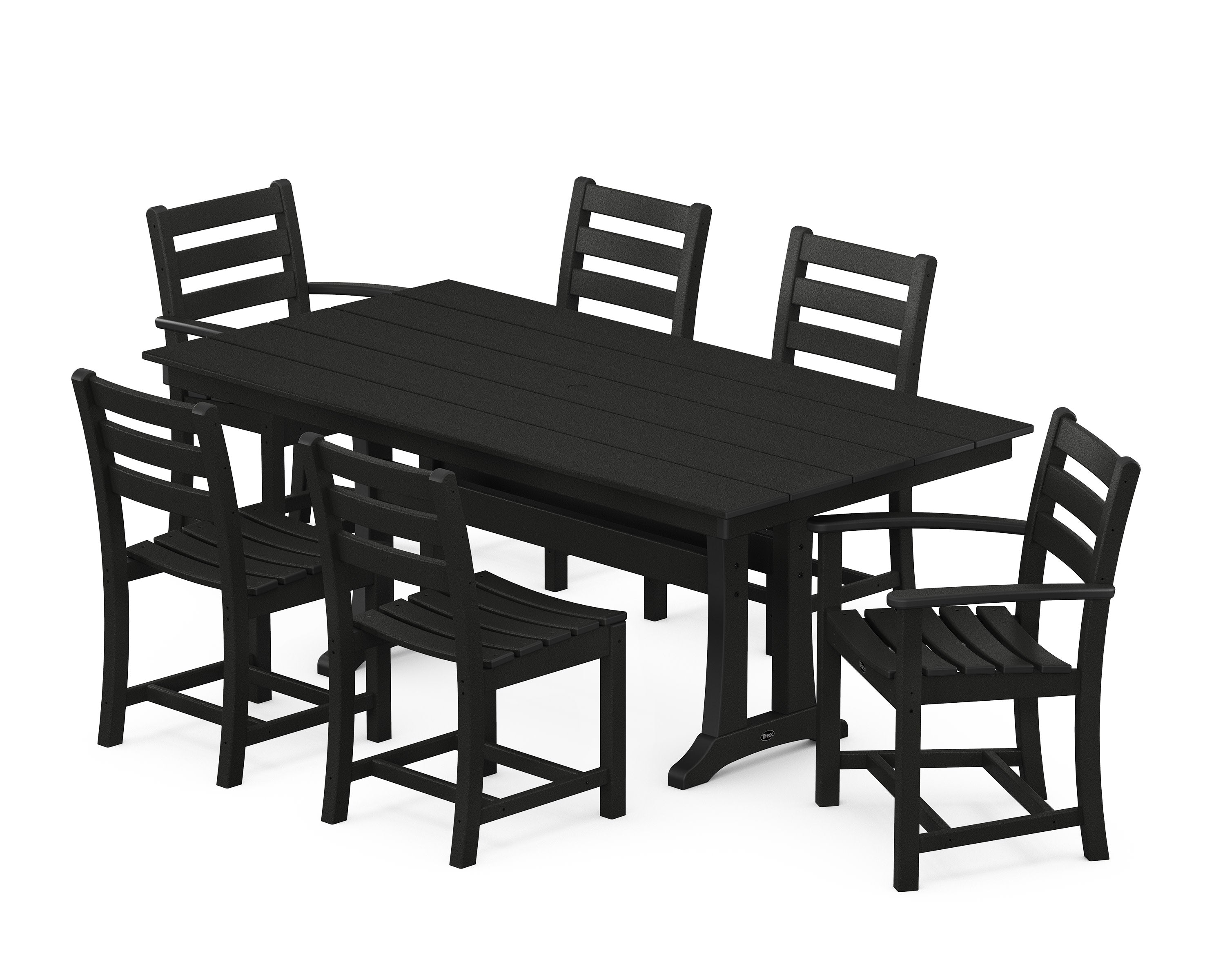 Monterey Bay 7-Piece Farmhouse Trestle Dining Set in Charcoal Black
