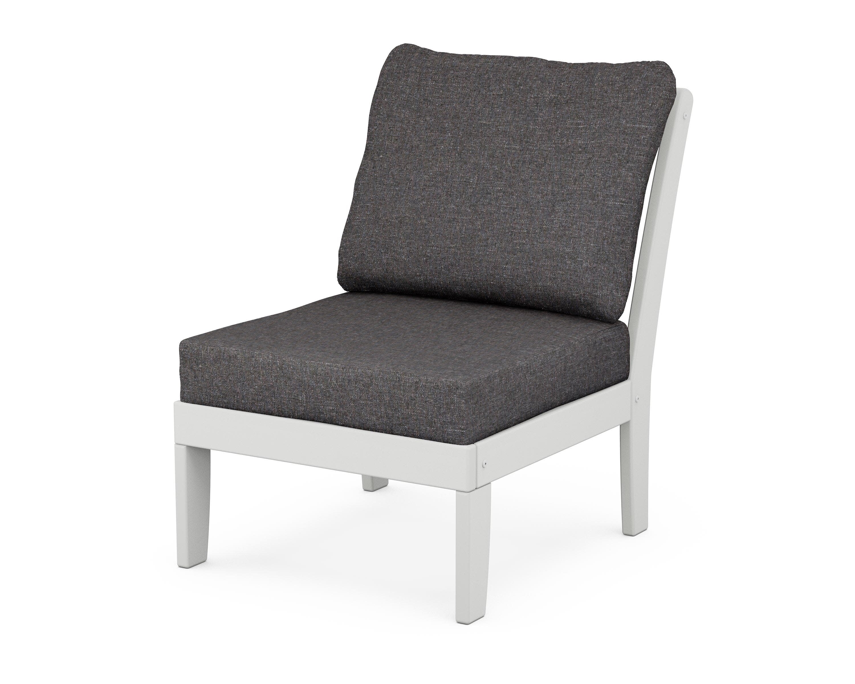 Yacht Club Modular Armless Chair in Classic White / Ash Charcoal