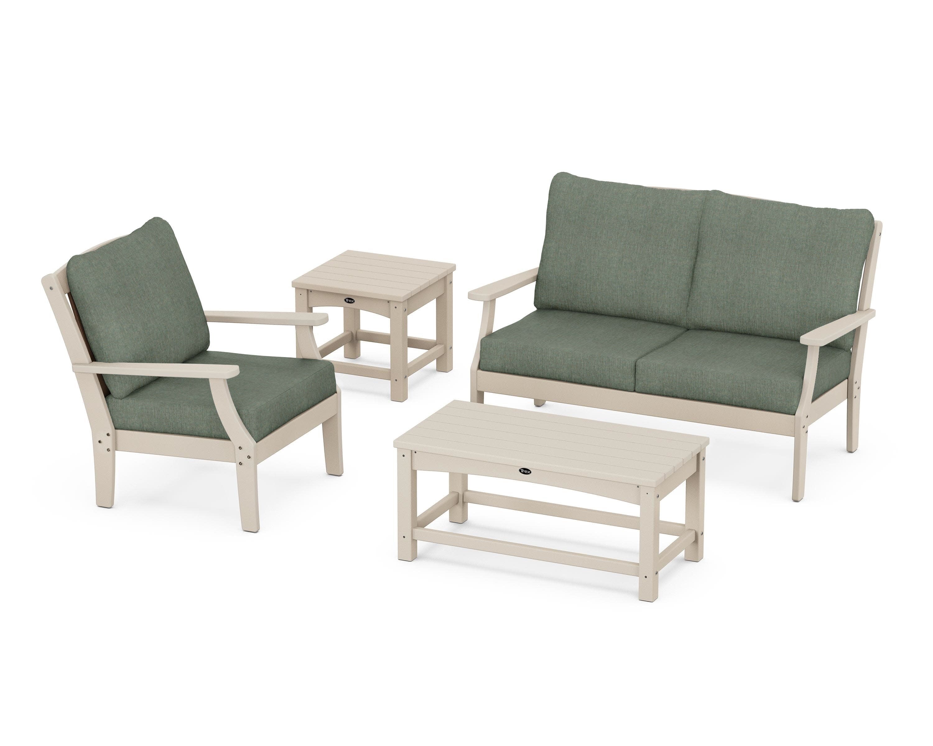 Yacht Club 4-Piece Deep Seating Set in Sand Castle / Cast Sage