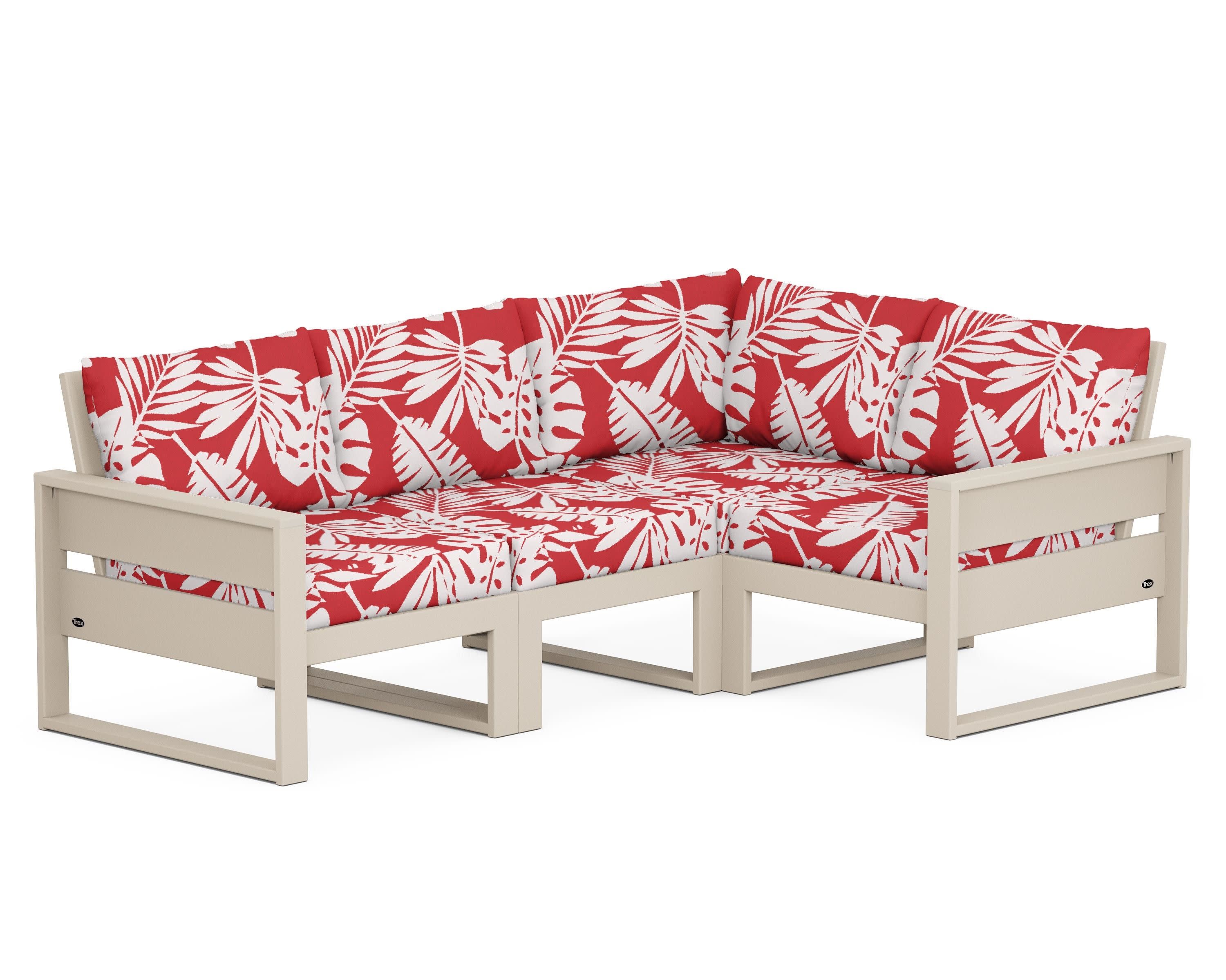 Eastport 4- Piece Sectional in Sand Castle / Leaf Crimson