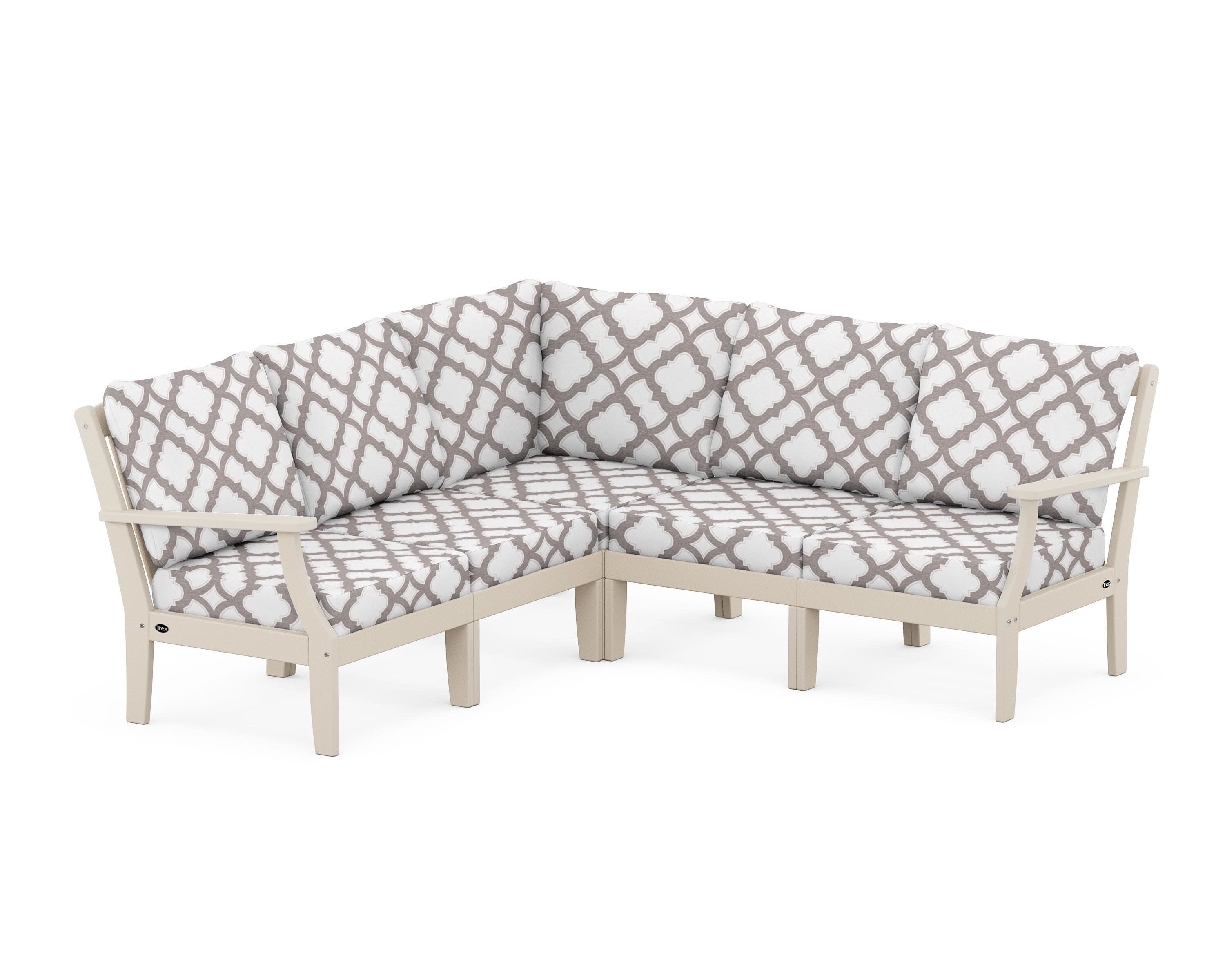 Yacht Club Modular 5-Piece Deep Seating Set in Sand Castle / Trellis Grey Mist