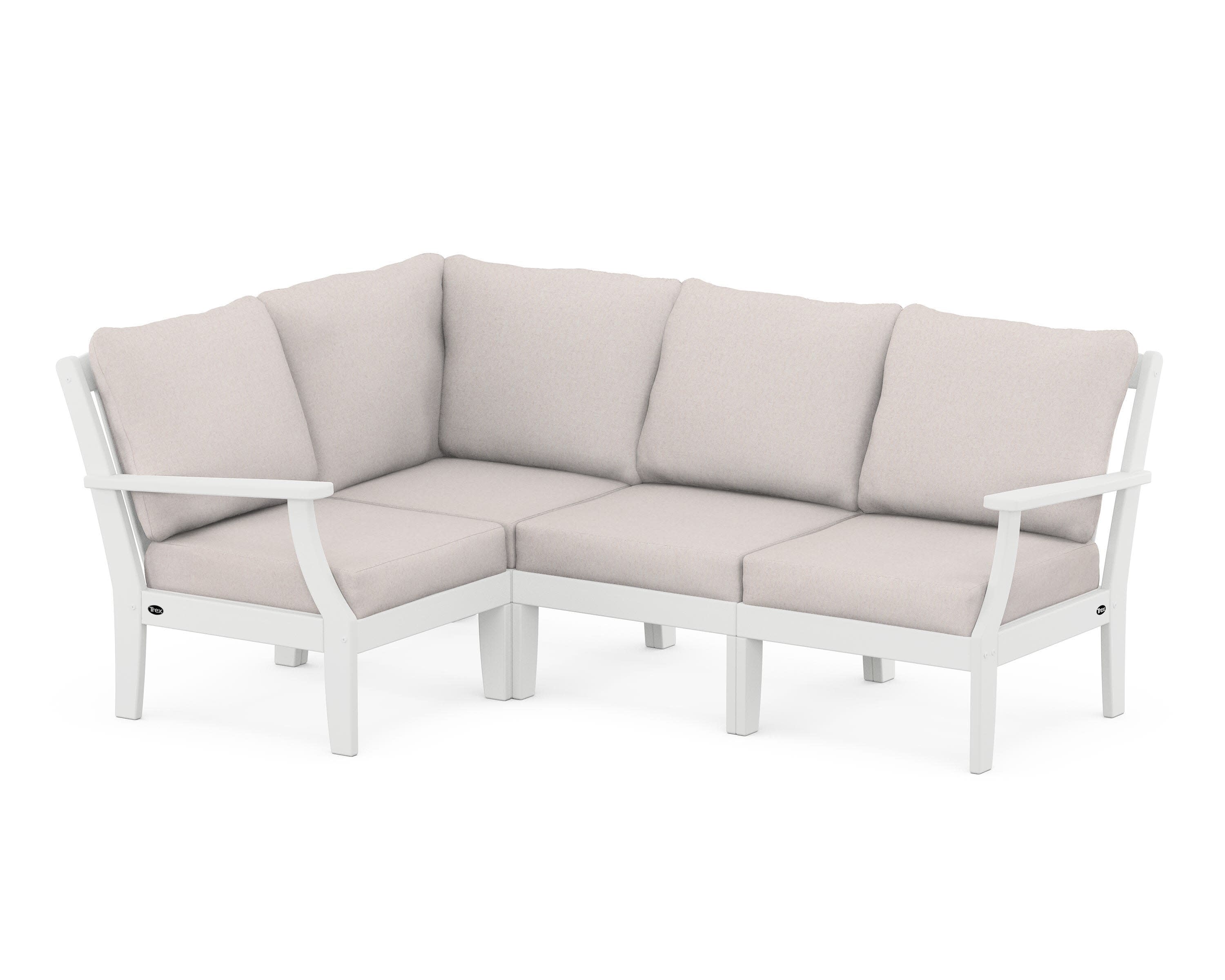 Yacht Club Modular 4-Piece Deep Seating Set in Classic White / Dune Burlap