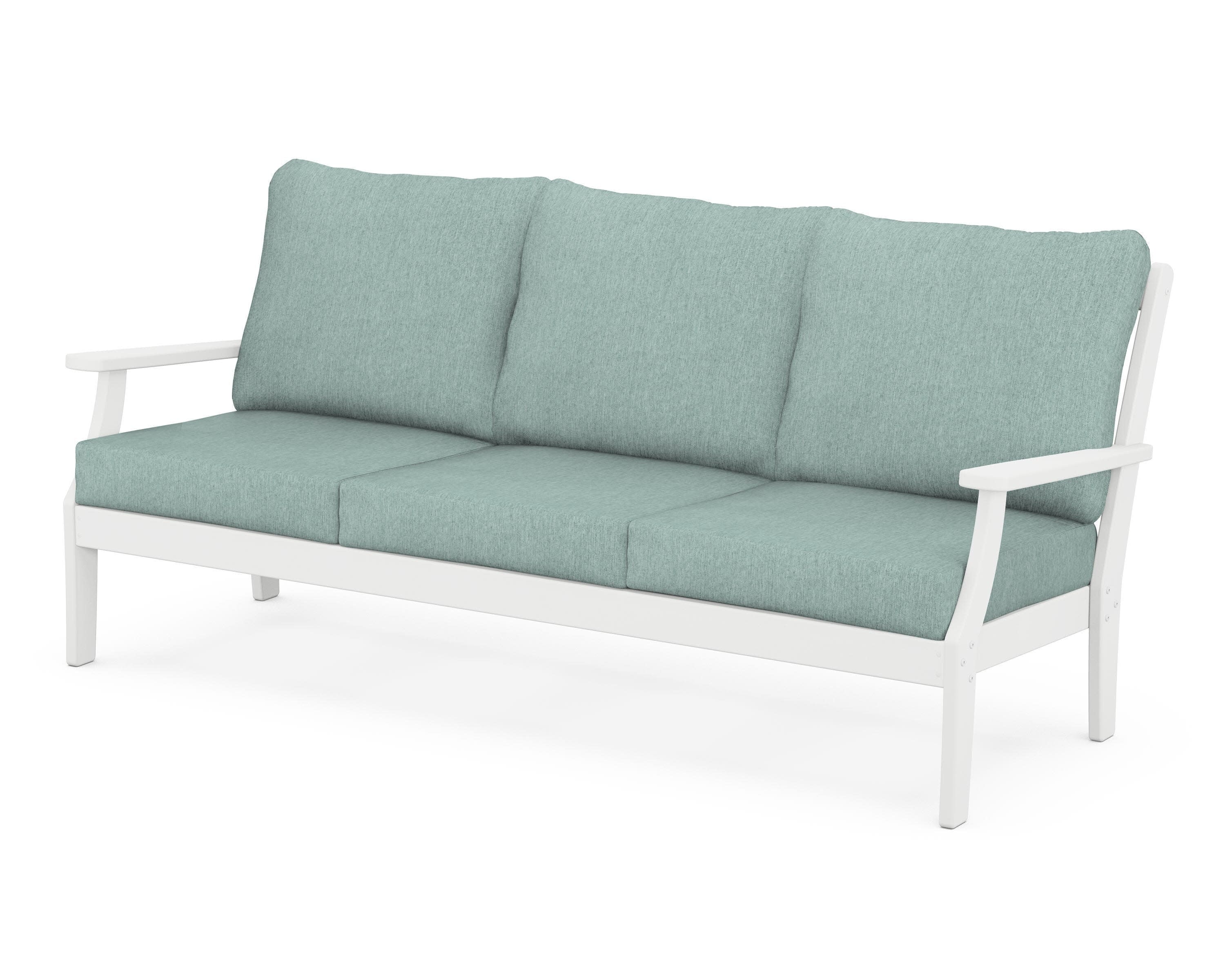 Yacht Club Deep Seating Sofa in Classic White / Glacier Spa