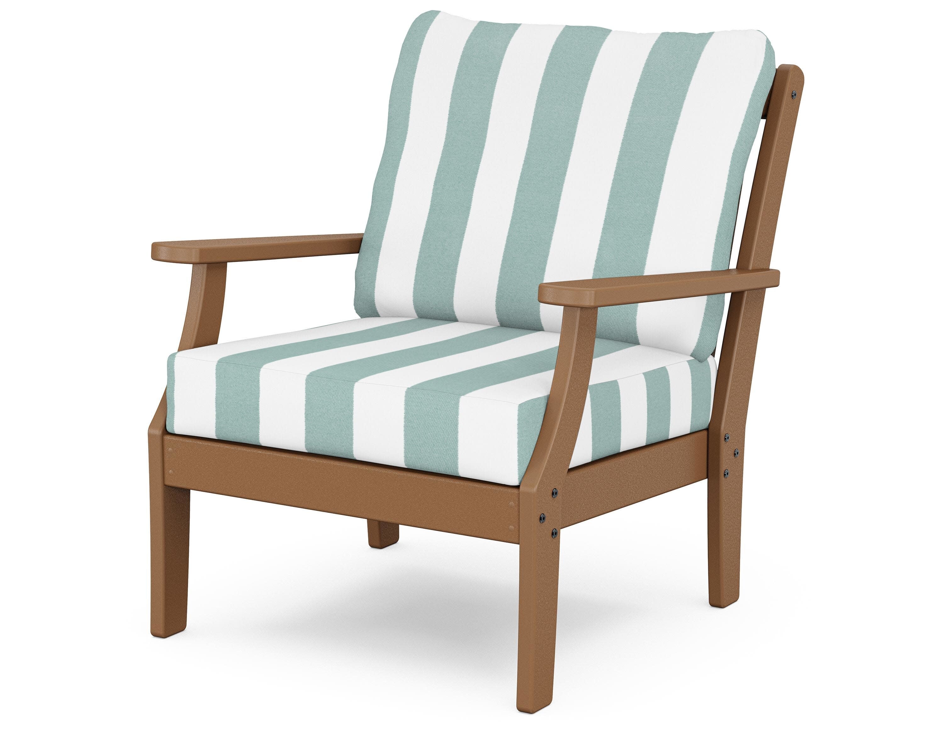 Yacht Club Deep Seating Chair in Tree House / Cabana Stripe Glacier Spa