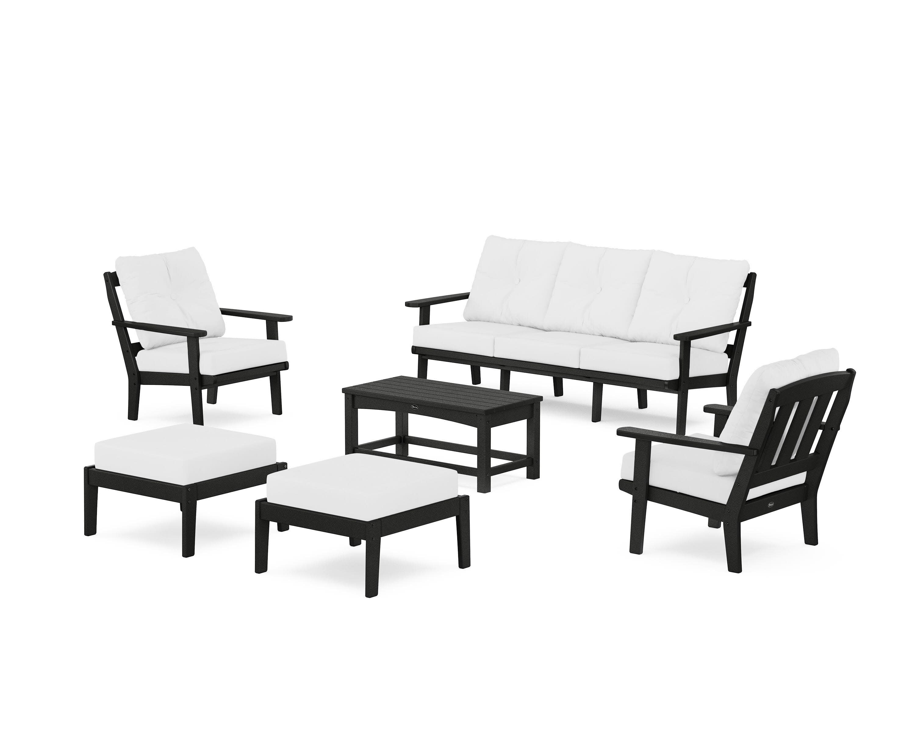 Cape Cod 6-Piece Lounge Sofa Set in Charcoal Black / Natural