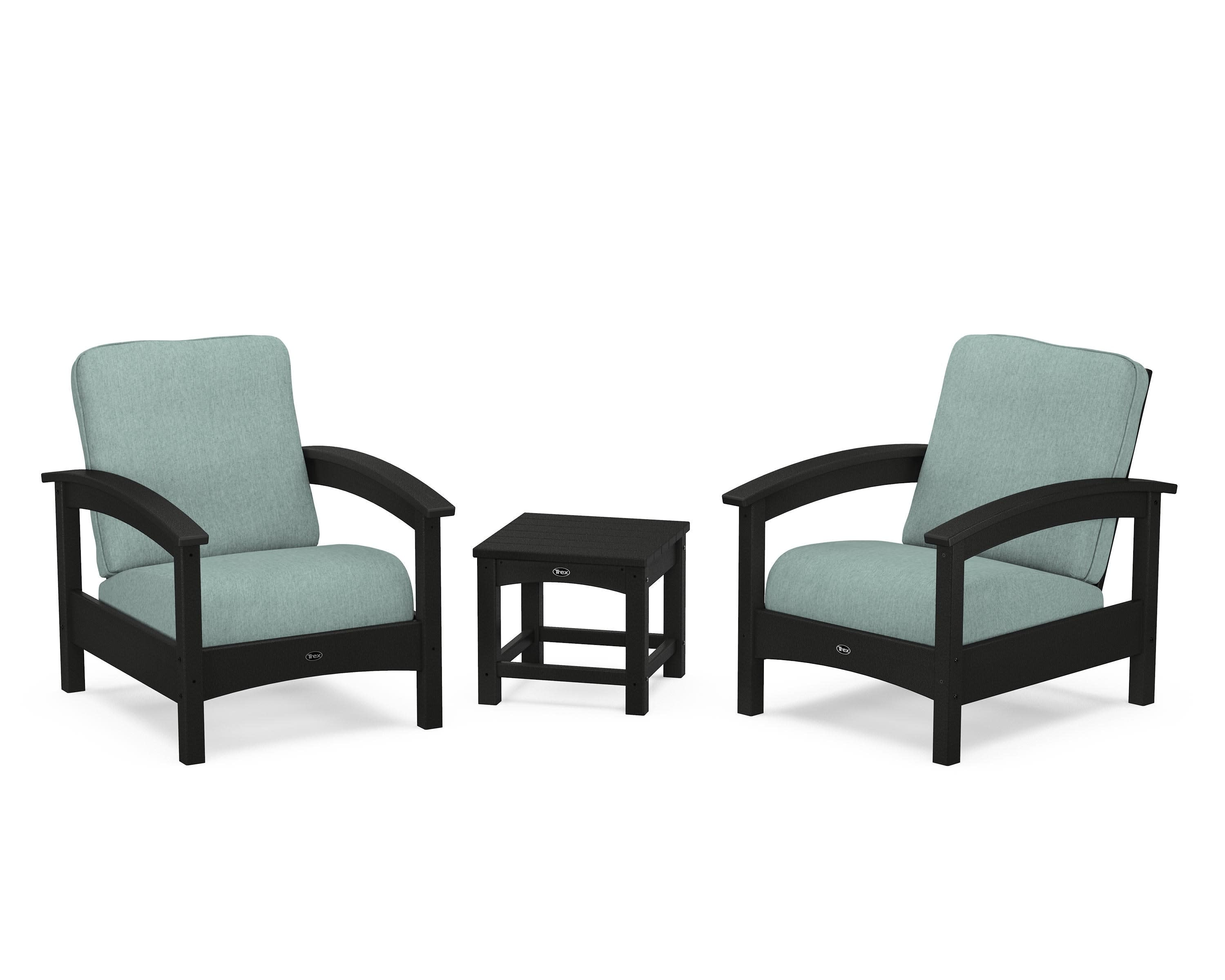 Rockport Club 3-Piece Deep Seating Conversation Set in Charcoal Black / Glacier Spa