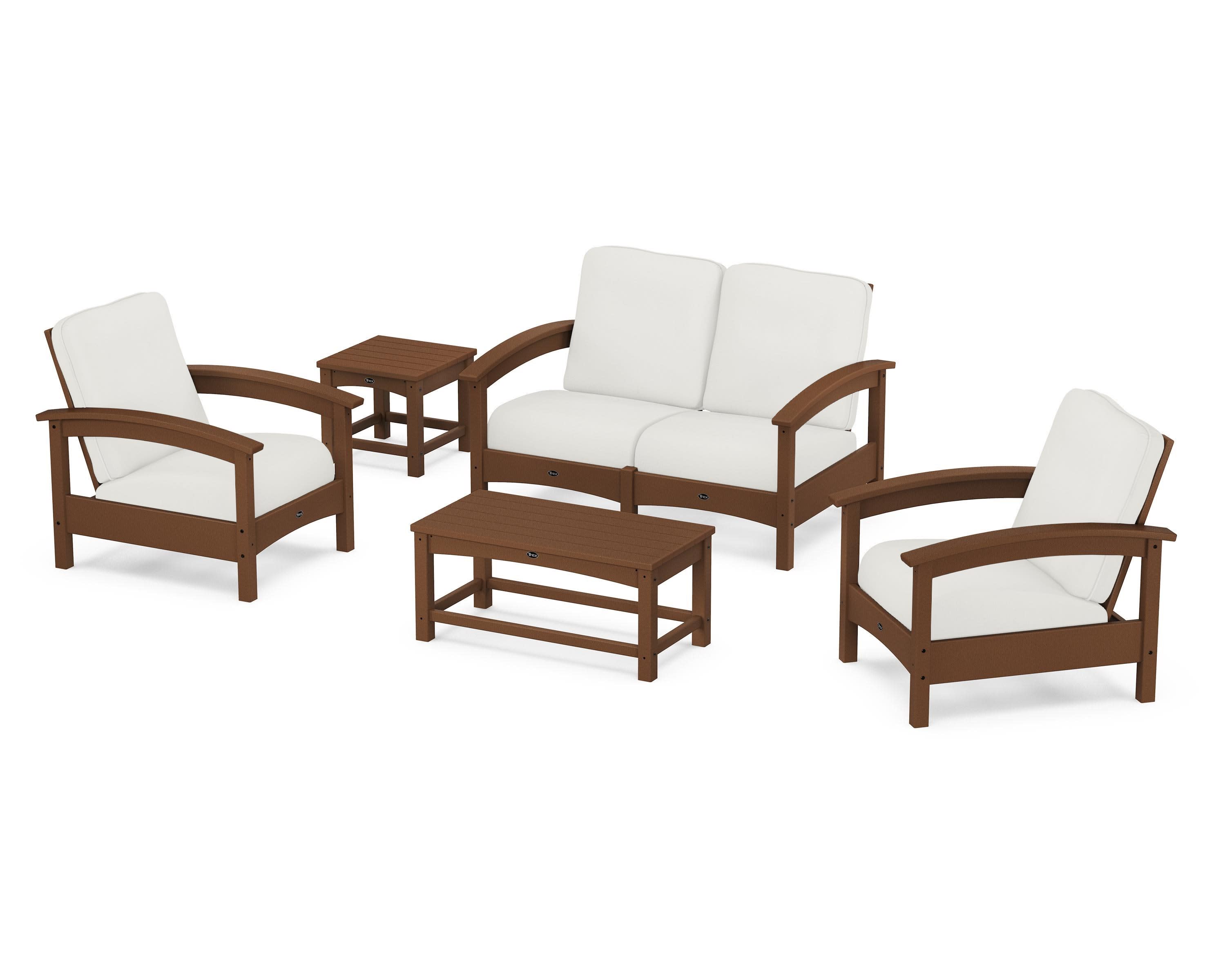 Rockport Club 6-Piece Deep Seating Conversation Set in Tree House / Natural Linen