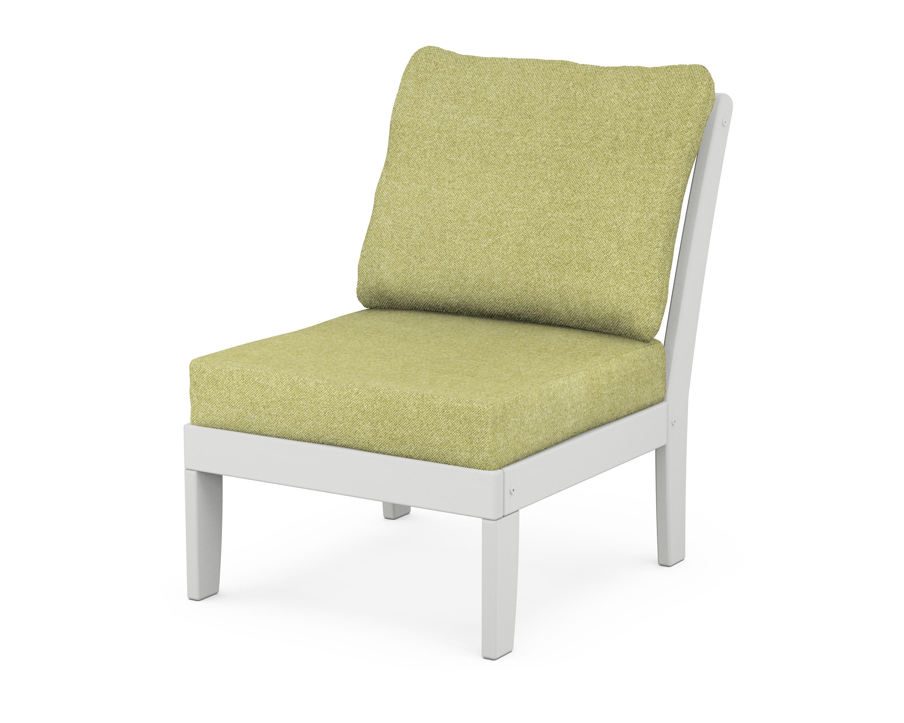 Yacht Club Modular Armless Chair in Classic White / Chartreuse Boucle