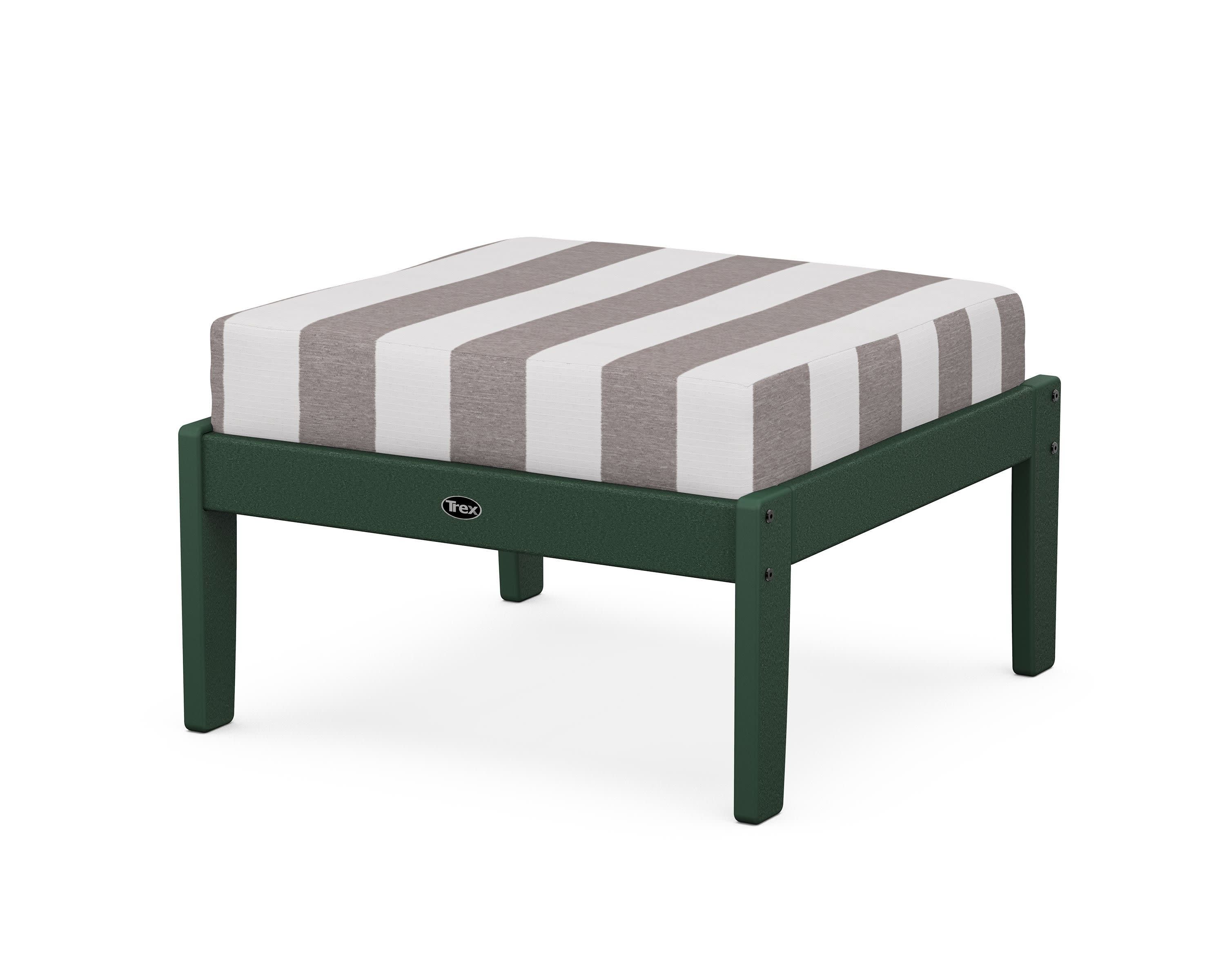 Yacht Club Deep Seating Ottoman in Rainforest Canopy / Cabana Stripe Grey Mist