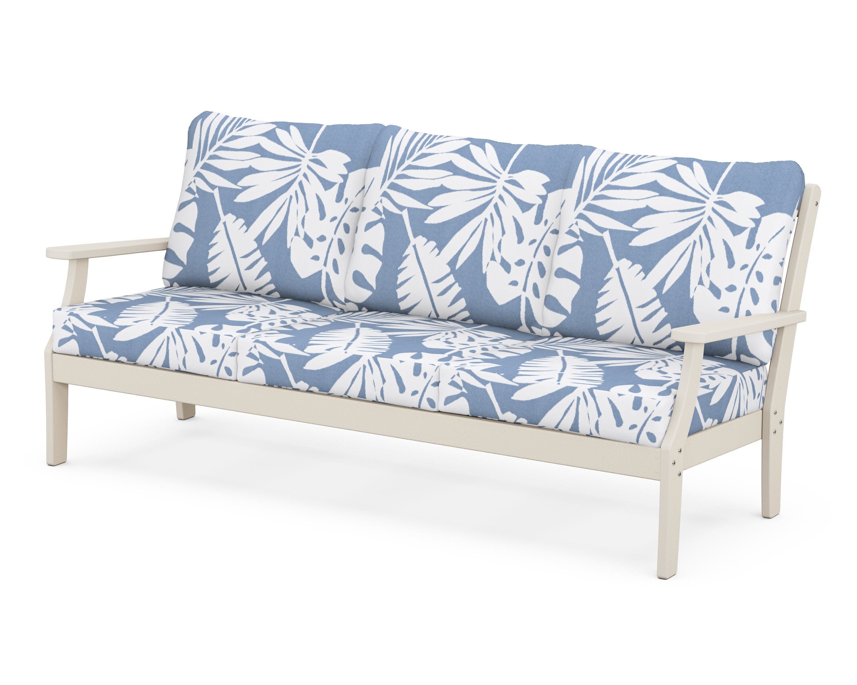 Yacht Club Deep Seating Sofa in Sand Castle / Leaf Sky Blue