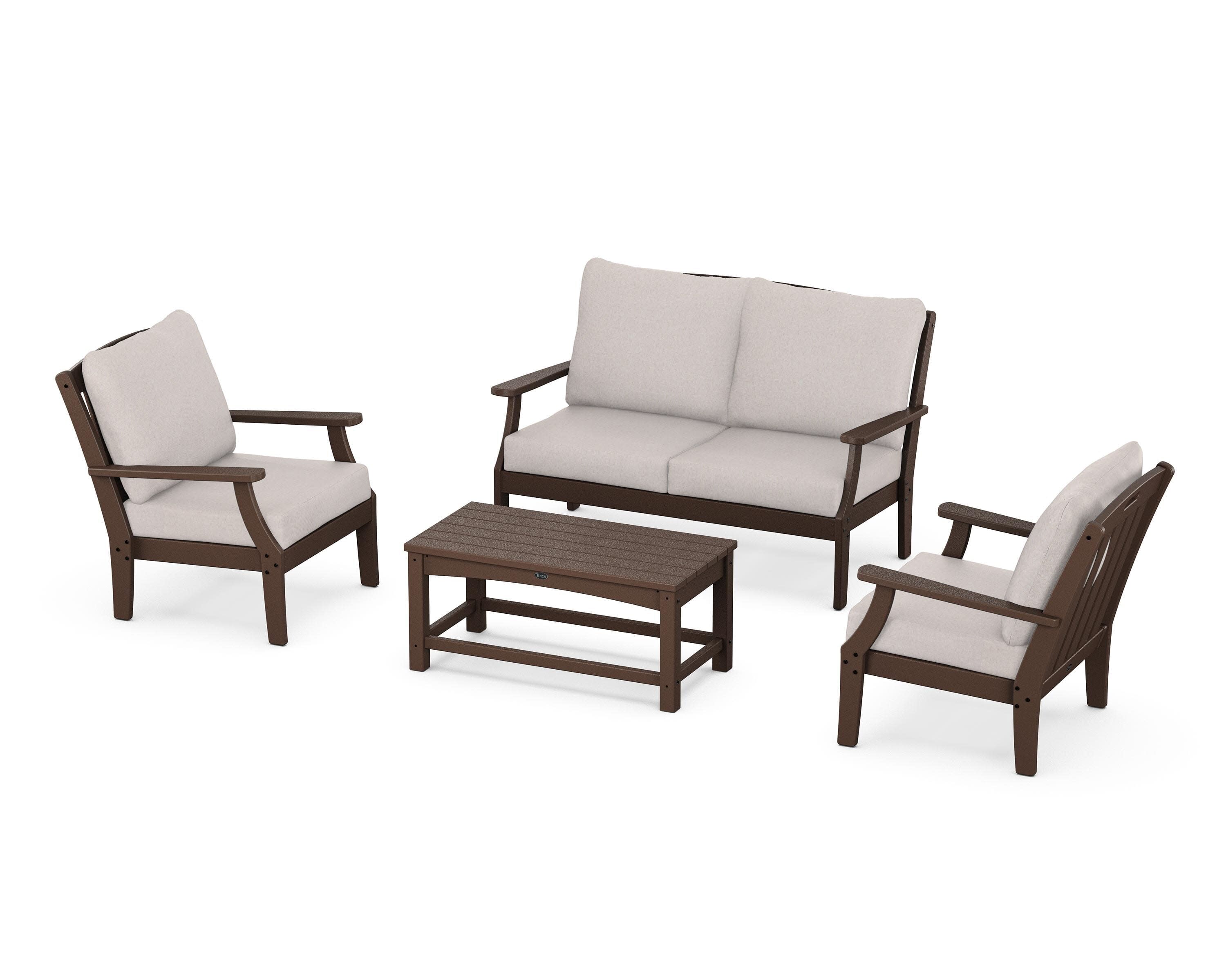 Yacht Club 4-Piece Deep Seating Chair Set in Vintage Lantern / Dune Burlap