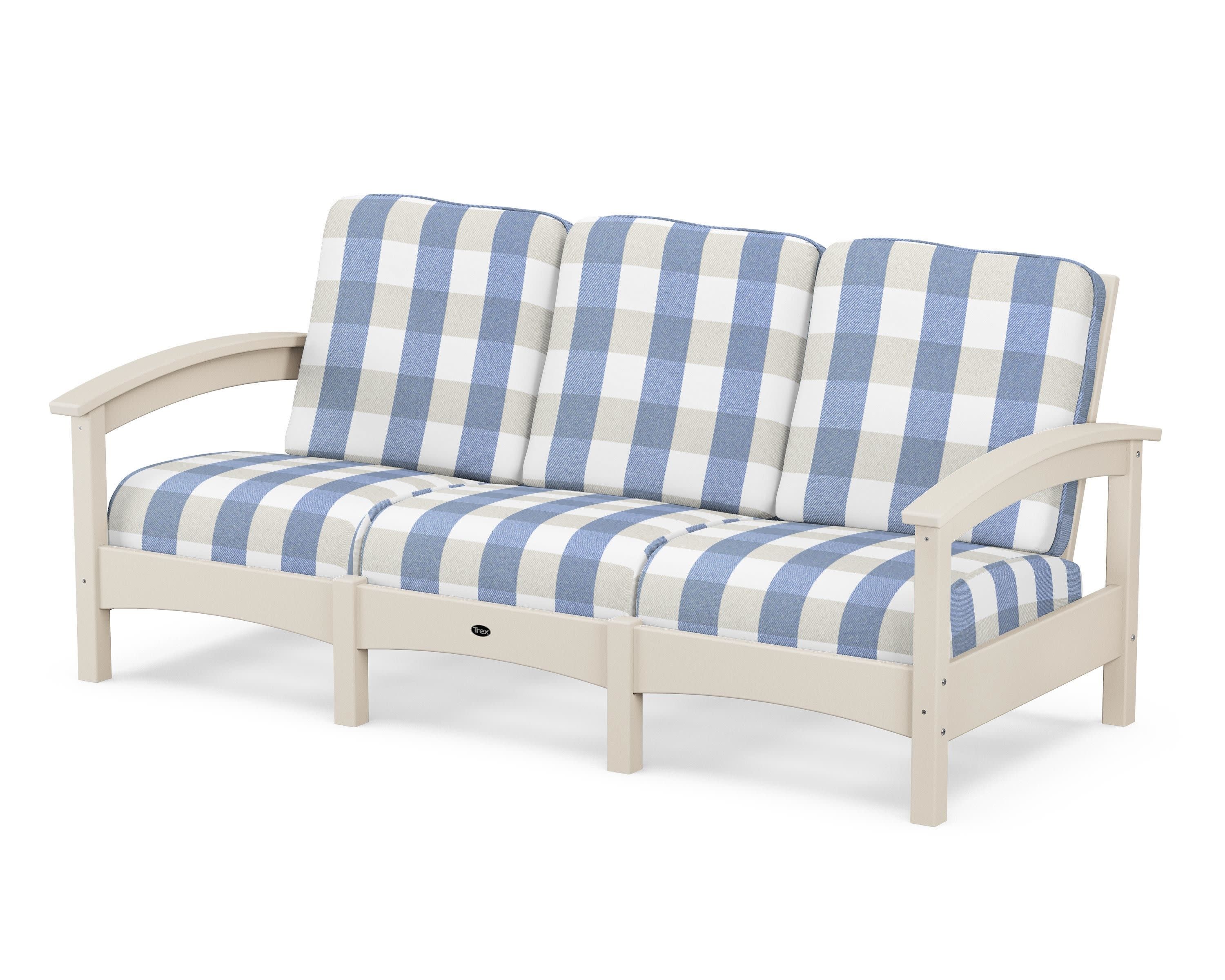Rockport Club Sofa in Sand Castle / Buffalo Plaid Sky Blue
