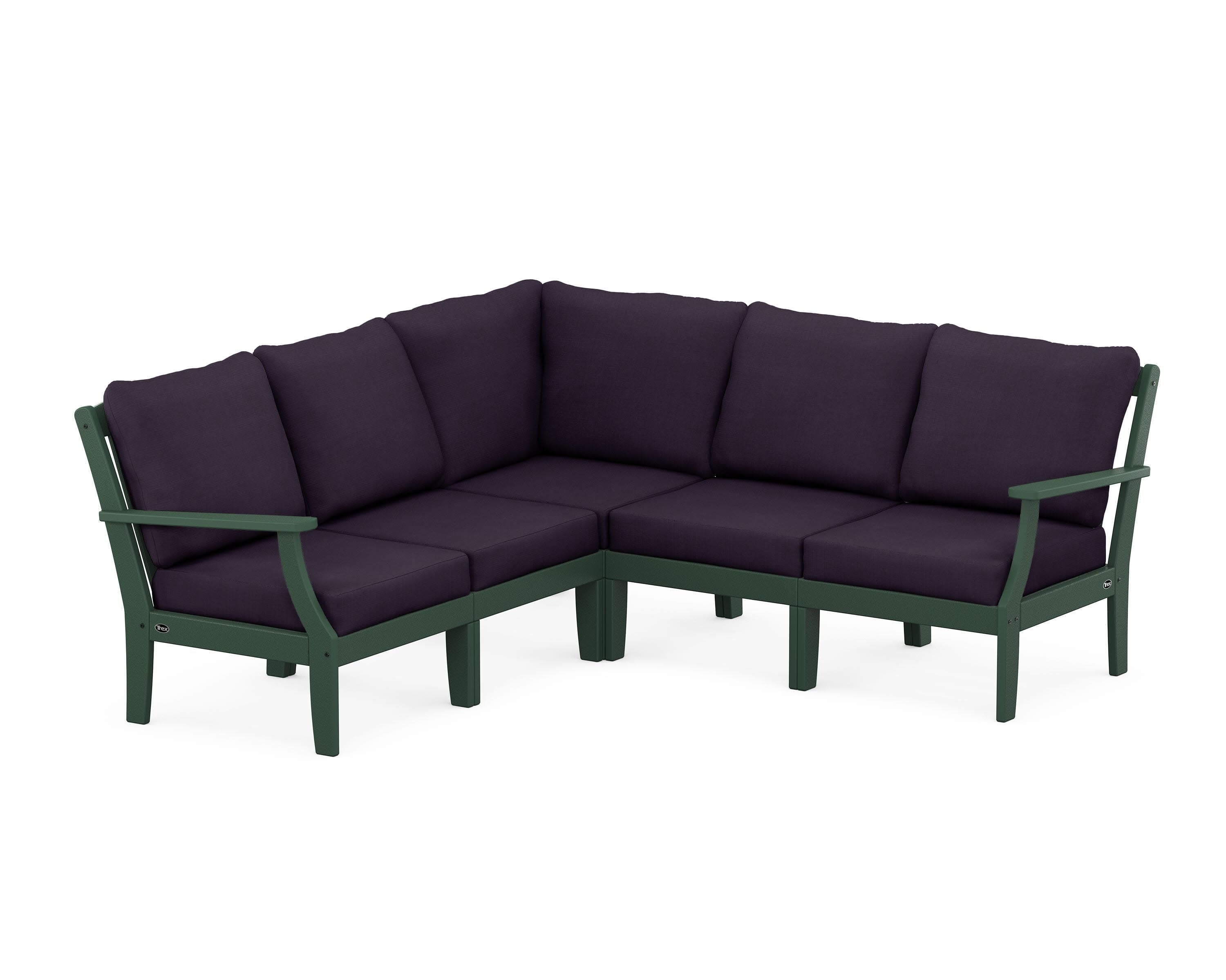 Yacht Club Modular 5-Piece Deep Seating Set in Rainforest Canopy / Navy Linen