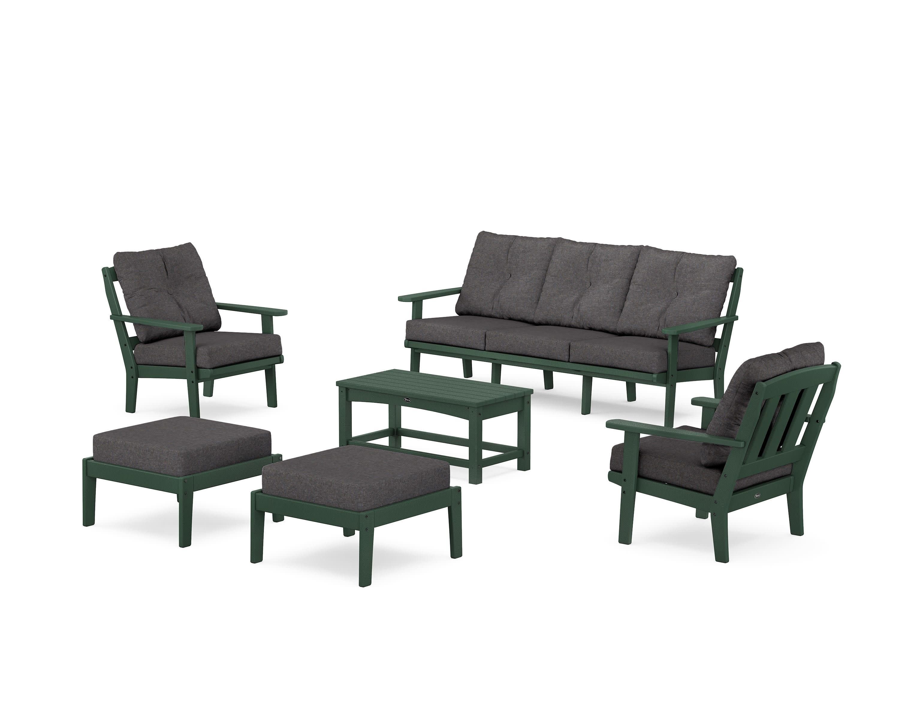 Cape Cod 6-Piece Lounge Sofa Set in Rainforest Canopy / Ash Charcoal
