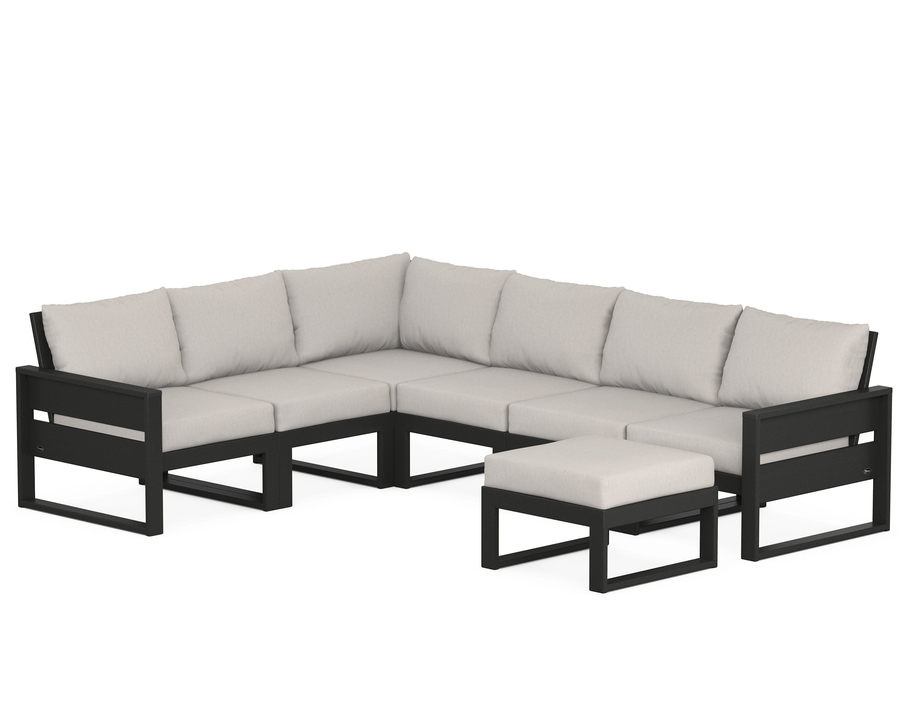 Eastport 6-Piece Sectional with Ottoman in Charcoal Black / Cast Ash