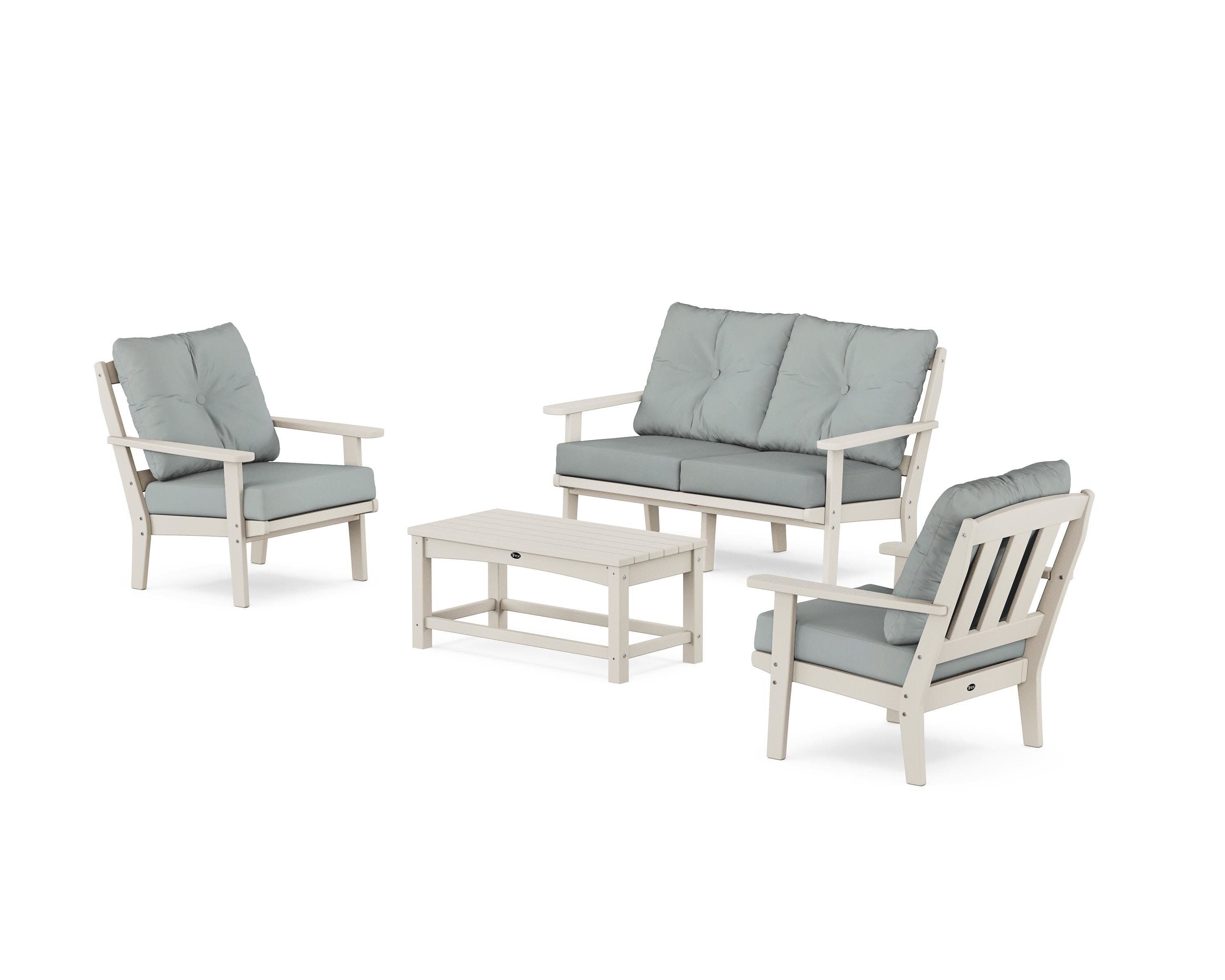 Cape Cod 4-Piece Deep Seating Set with Loveseat in Sand Castle / Spa