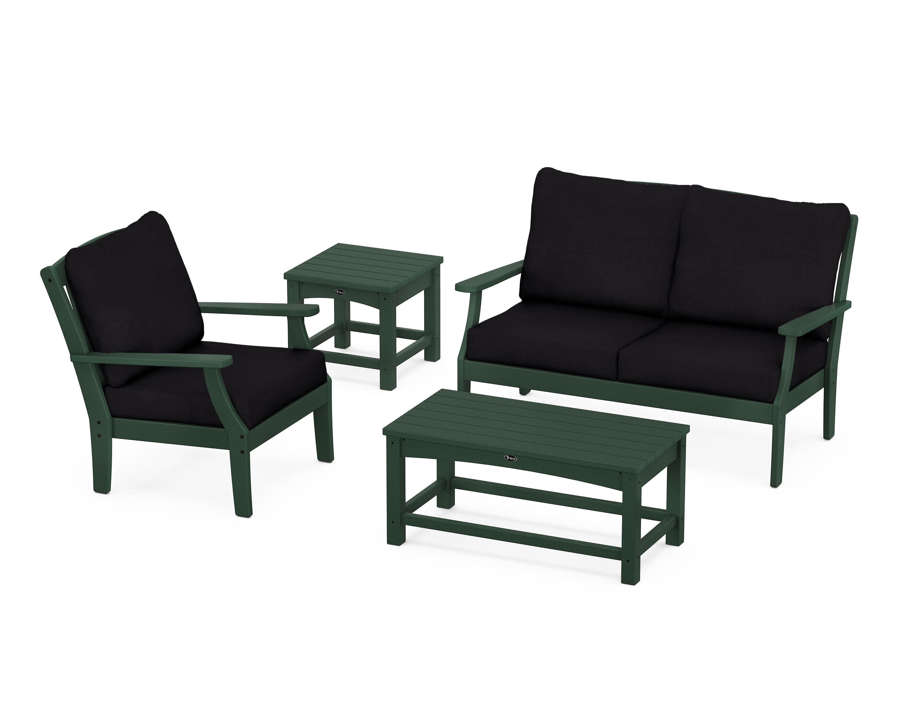 Yacht Club 4-Piece Deep Seating Set in Rainforest Canopy / Midnight Linen