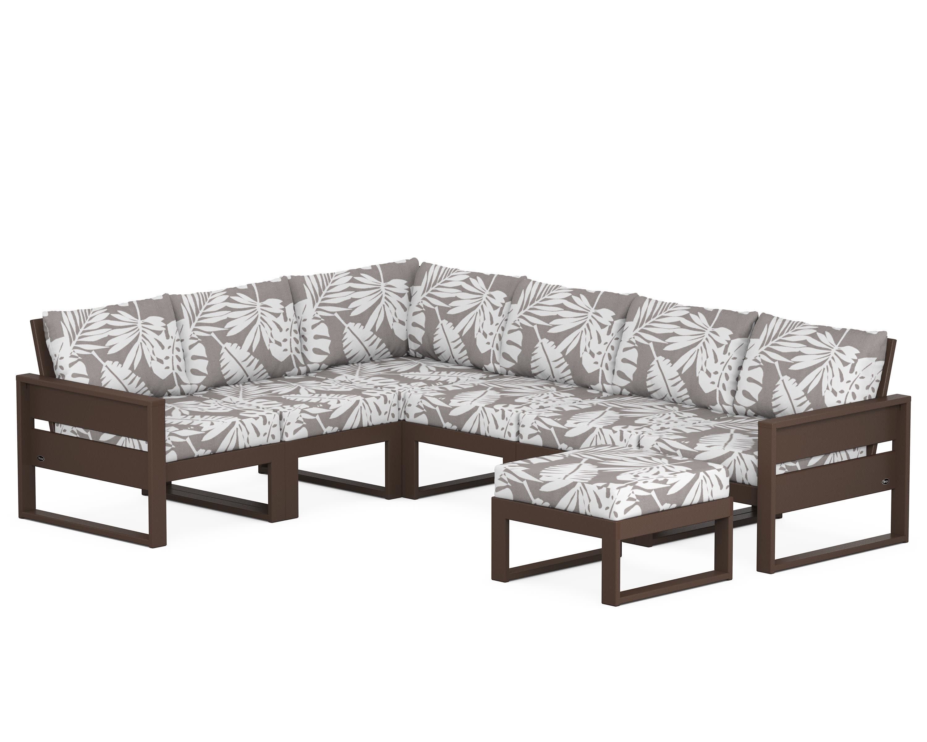 Eastport 6-Piece Sectional with Ottoman in Vintage Lantern / Leaf Grey Mist