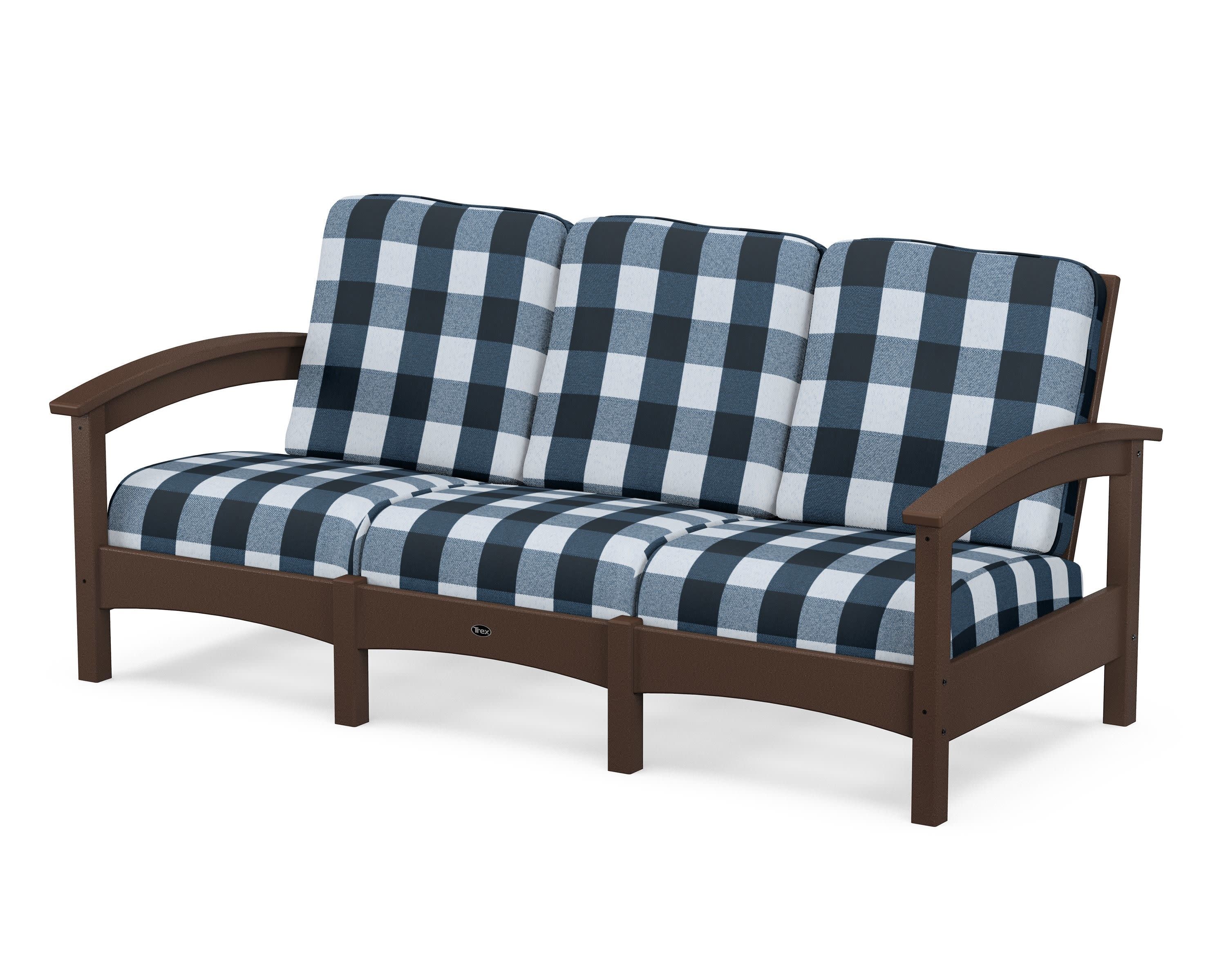 Rockport Club Sofa in Vintage Lantern / Buffalo Plaid Marine Indigo