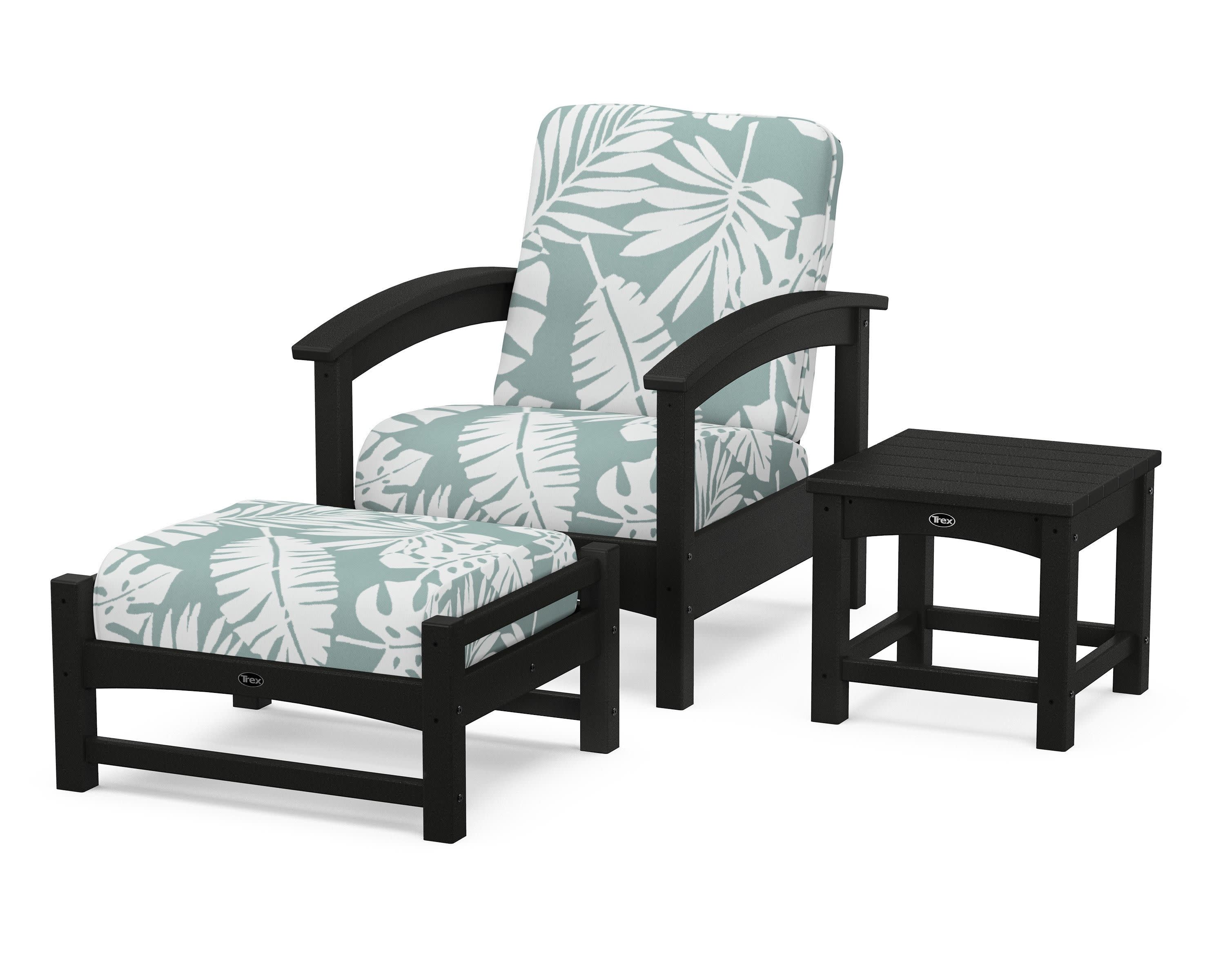 Rockport 3-Piece Deep Seating Set in Charcoal Black / Leaf Glacier Spa