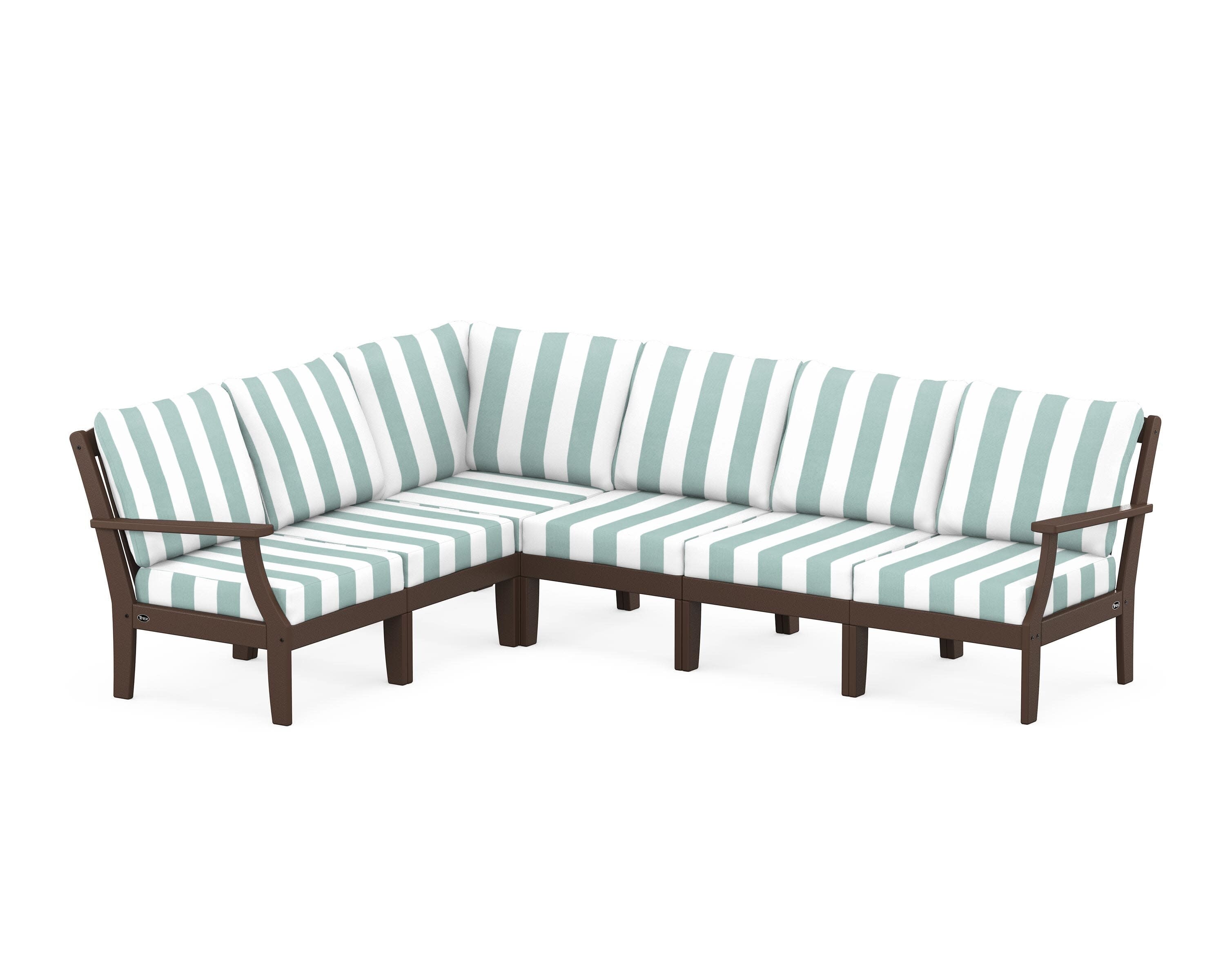 Yacht Club Modular 6-Piece Deep Seating Set in Vintage Lantern / Cabana Stripe Glacier Spa