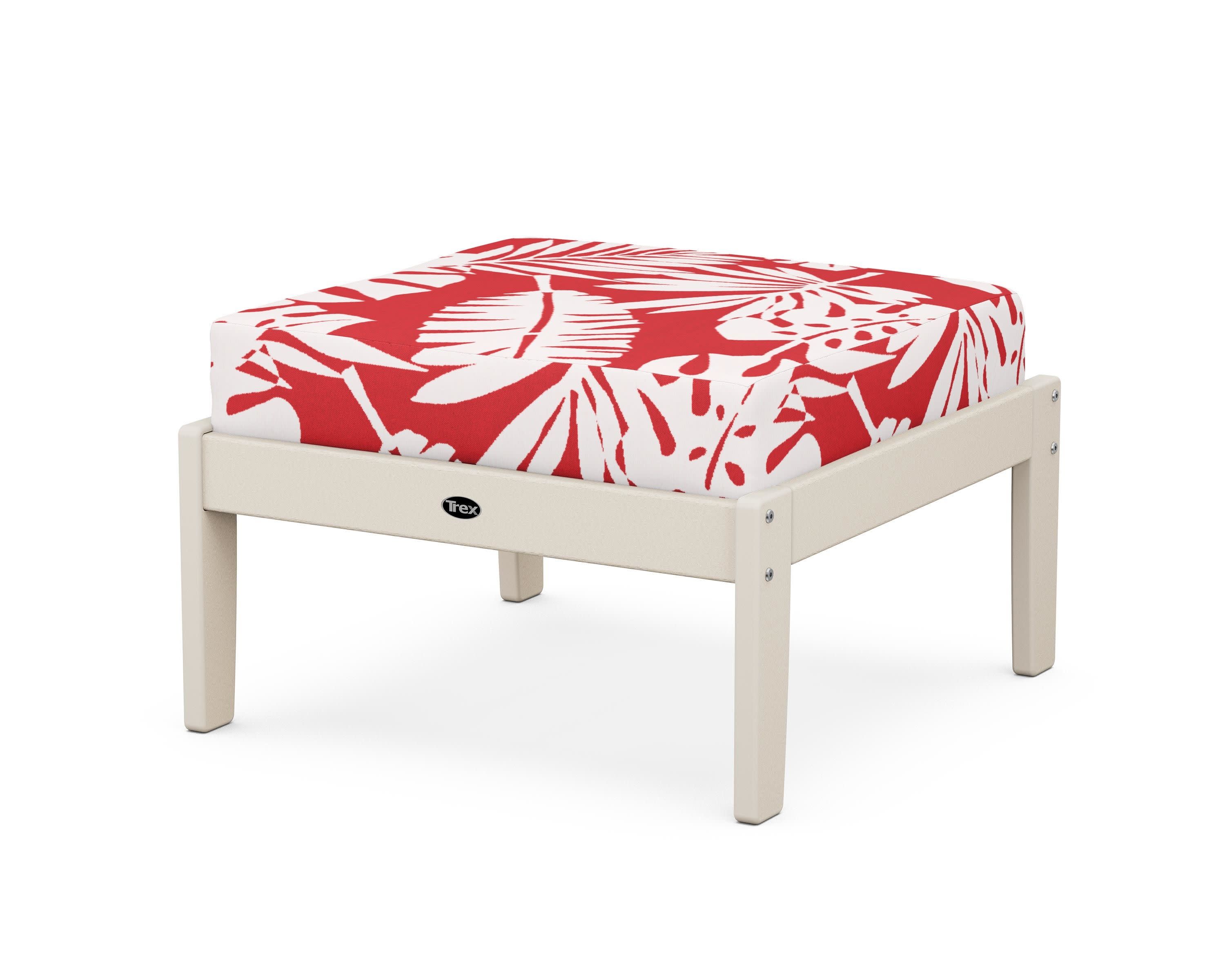 Yacht Club Deep Seating Ottoman in Sand Castle / Leaf Crimson