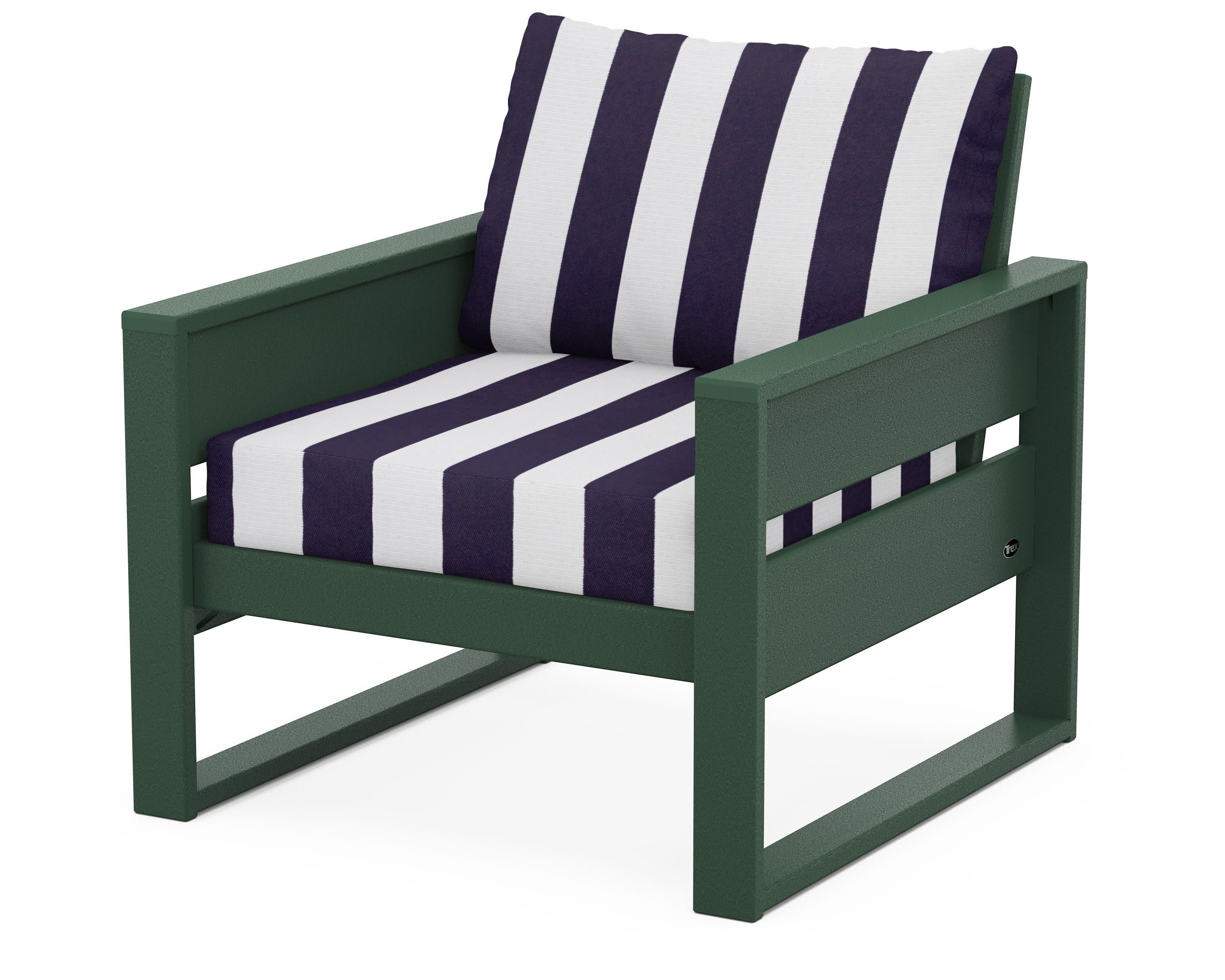 Eastport Club Chair in Rainforest Canopy / Cabana Stripe Navy
