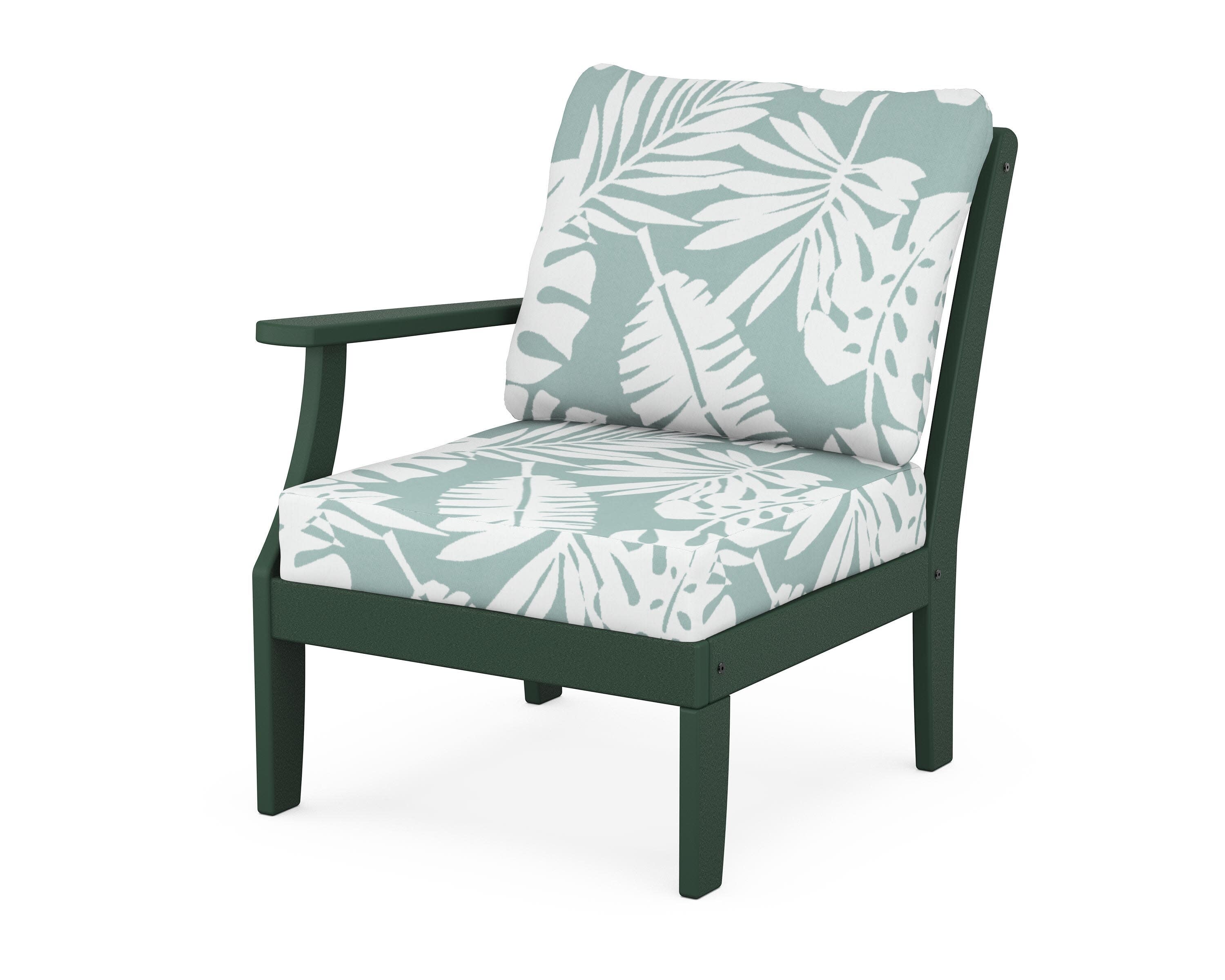 Yacht Club Modular Left Arm Chair in Rainforest Canopy / Leaf Glacier Spa