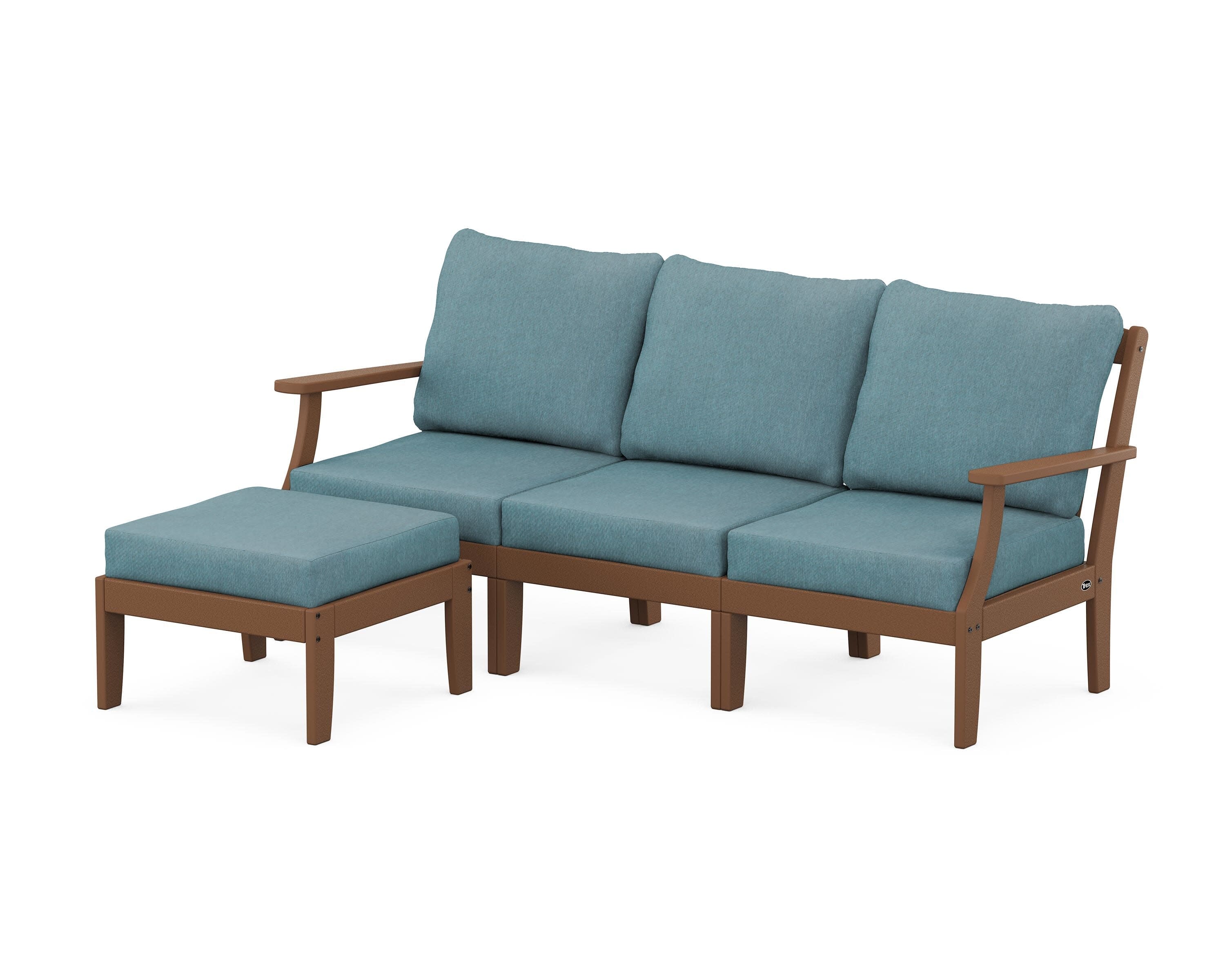 Yacht Club Modular 4-Piece Deep Seating Set with Ottoman in Tree House / Ocean Teal