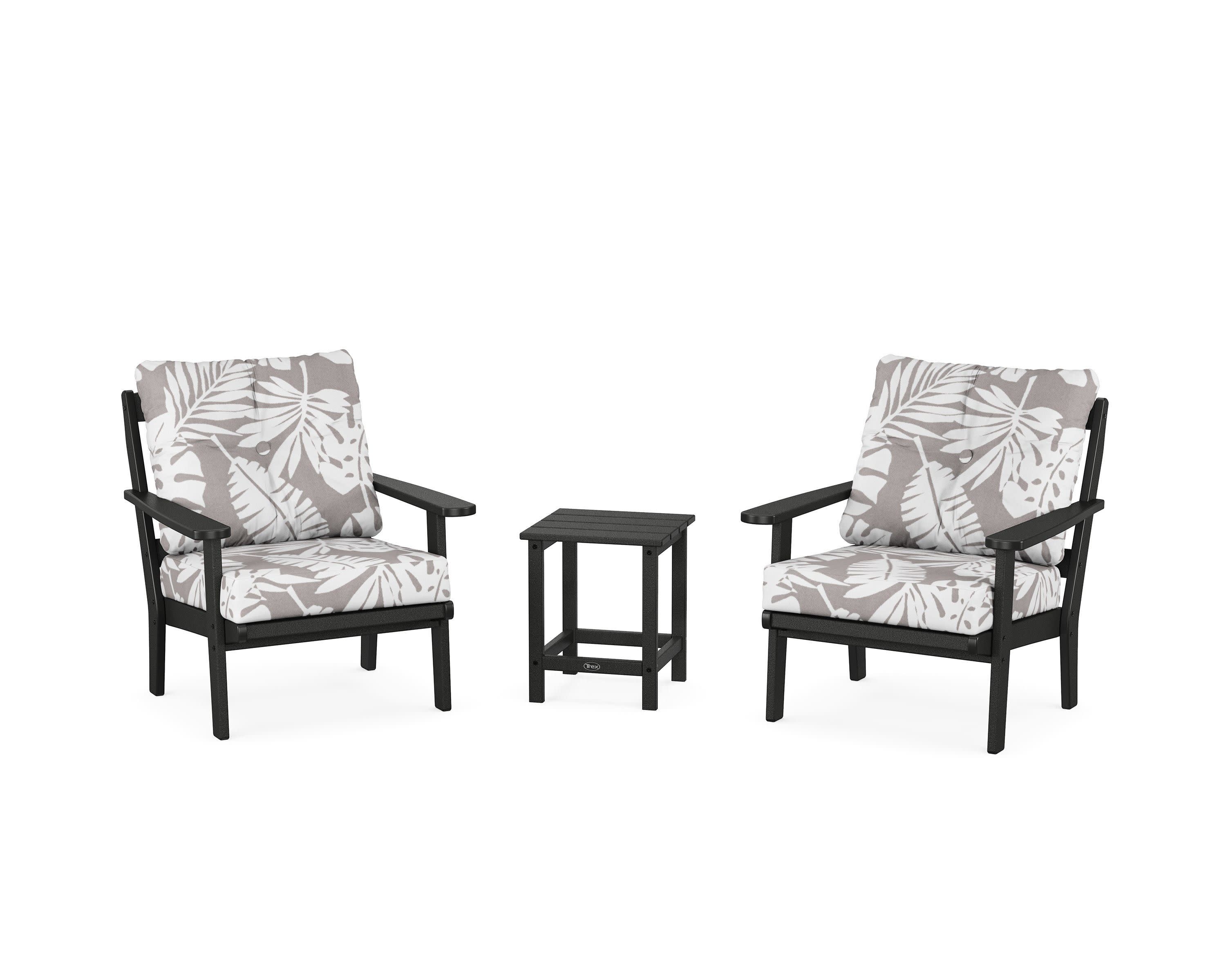 Cape Cod 3-Piece Deep Seating Set in Charcoal Black / Leaf Grey Mist